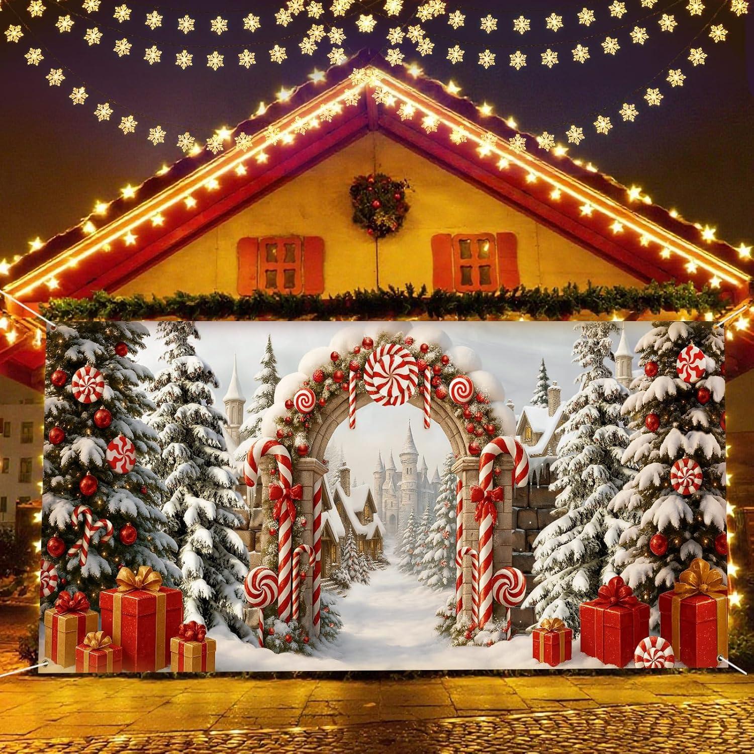 Banner Cubierta de Puerta de Garaje Navidad FuWeave 2.13x4.88m