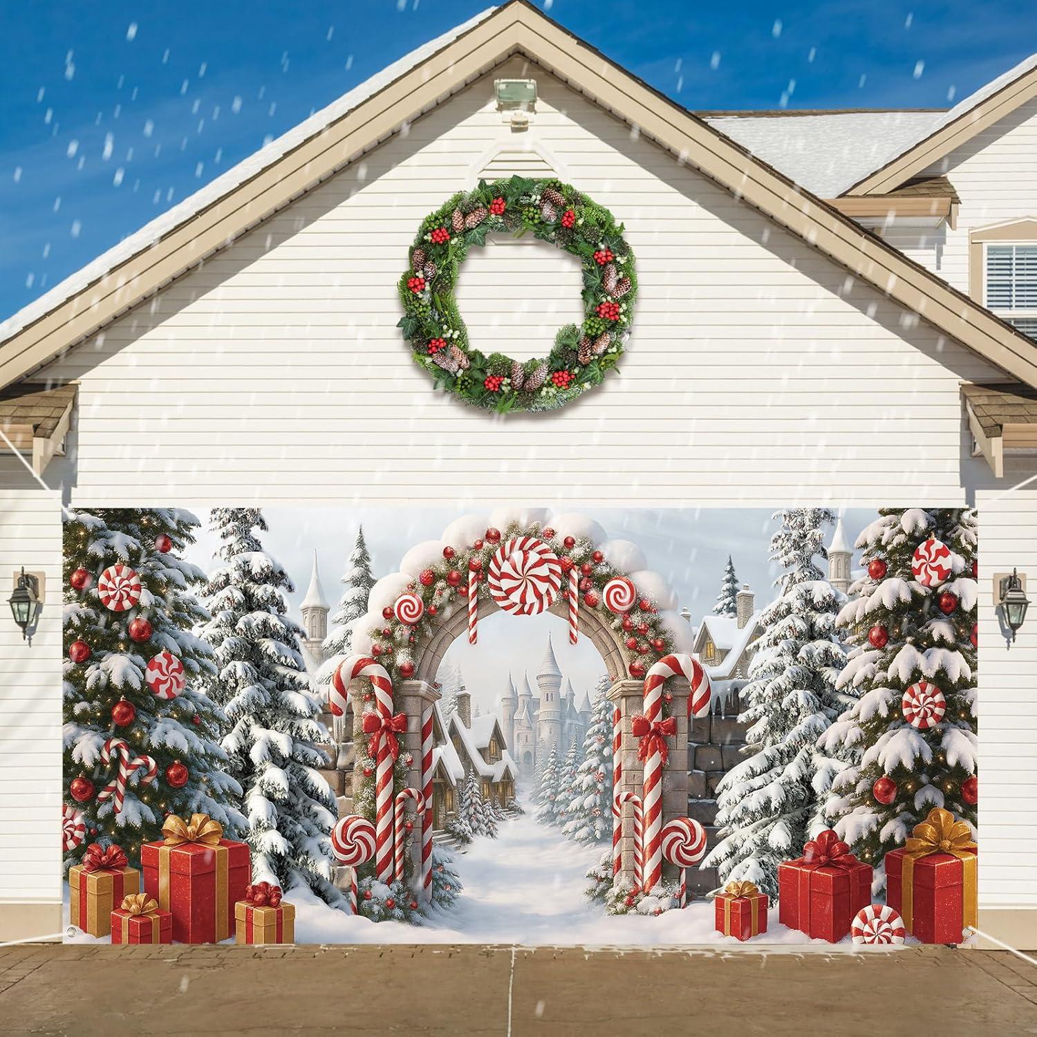 Banner Cubierta de Puerta de Garaje Navidad FuWeave 2.13x4.88m