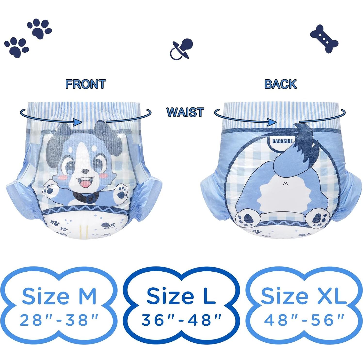 Pañales de Tela LittleForBig Ajustables Adultos 10 Piezas Azul