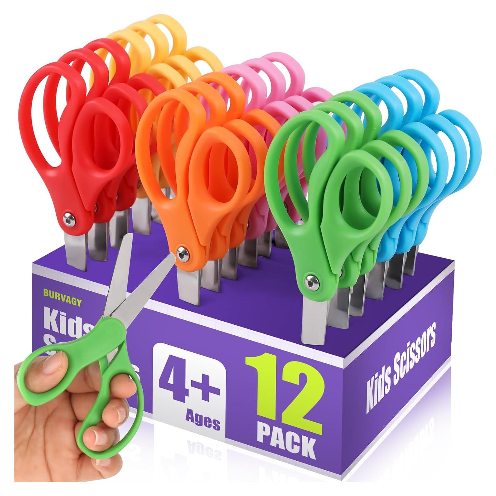 12 Tijeras de Seguridad para Niños BURVAGY 5" Acero Inoxidable