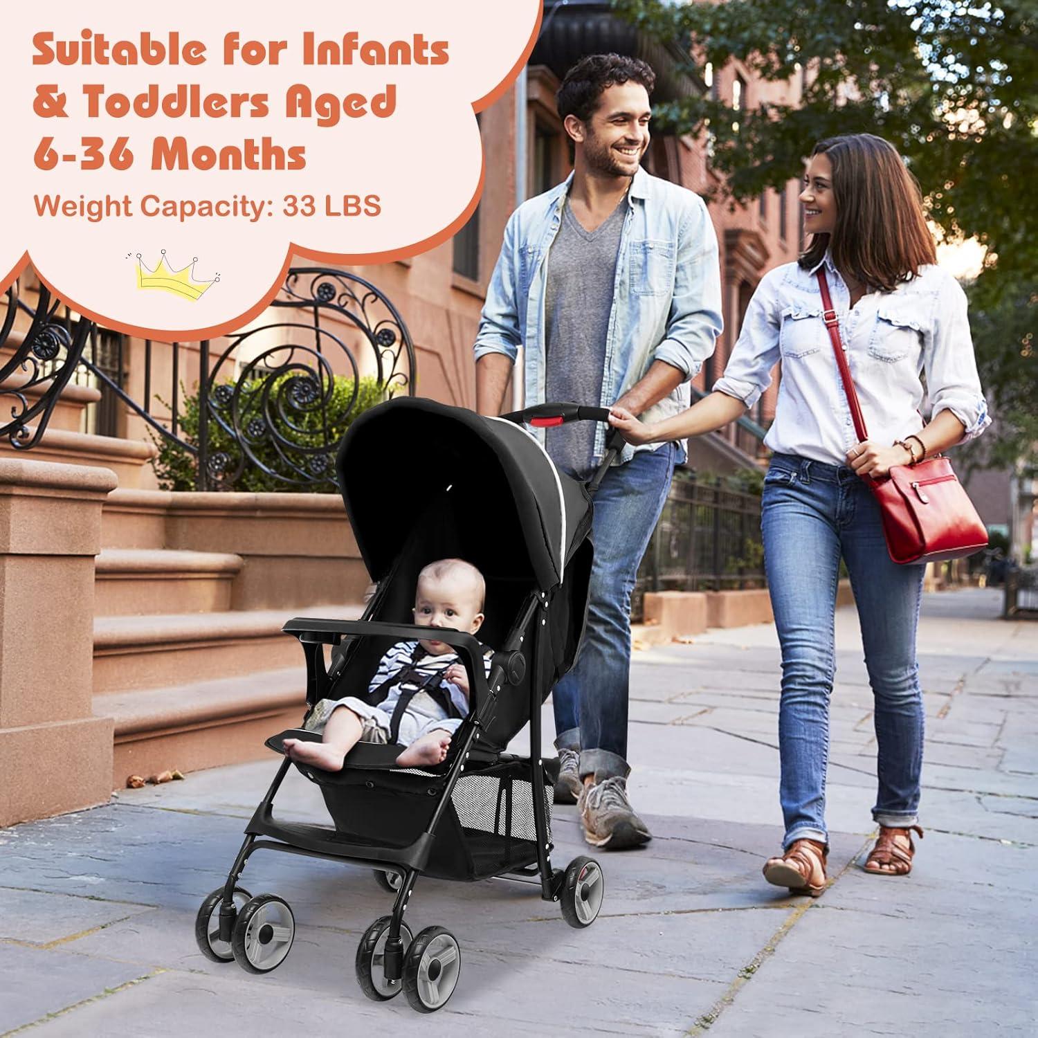 Carrito de Bebé HONEY JOY Tipo Paraguas Plegable 5.9 kg Negro