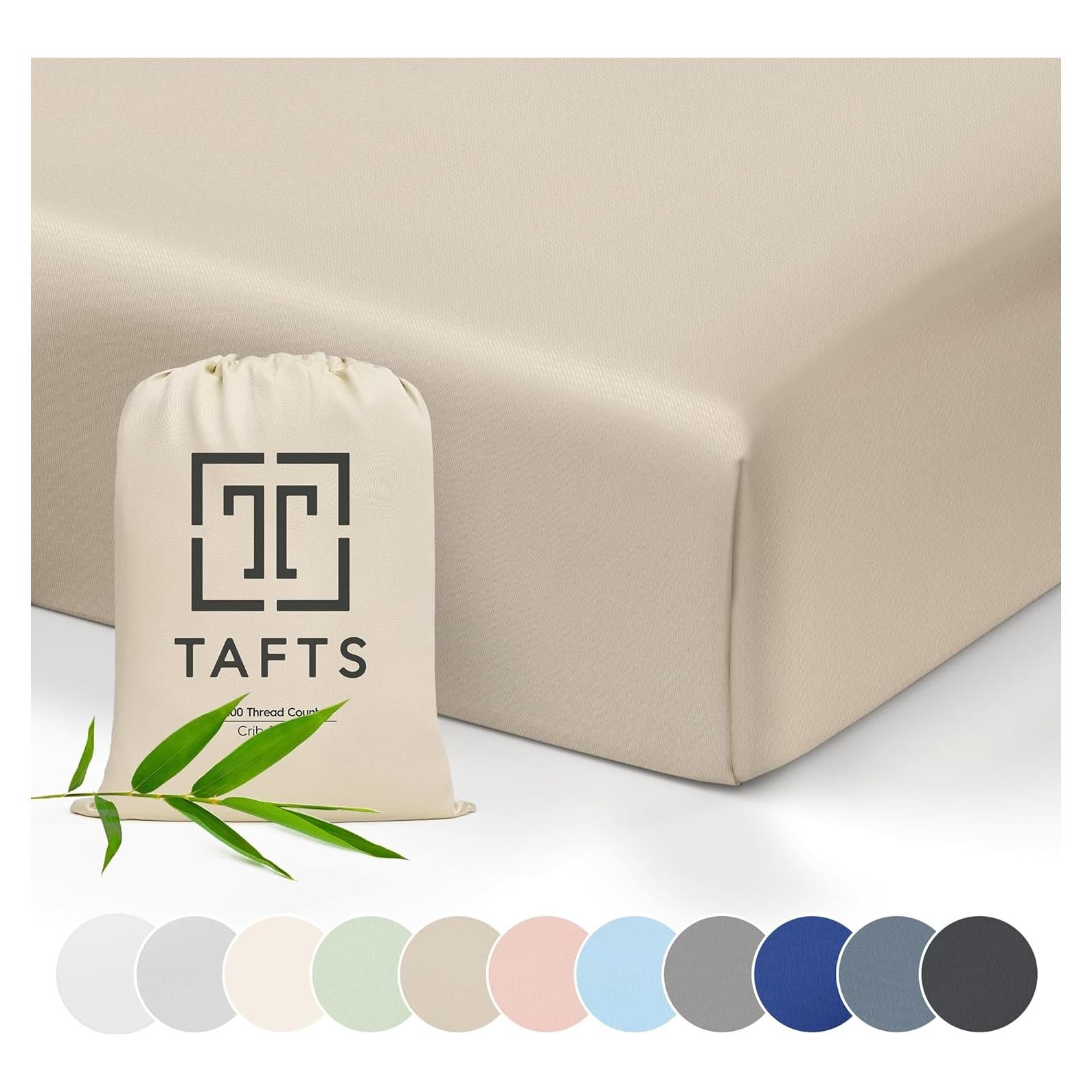 Sábanas para Cuna Tafts 100% Viscosa Bambú 71x132 cm Beige