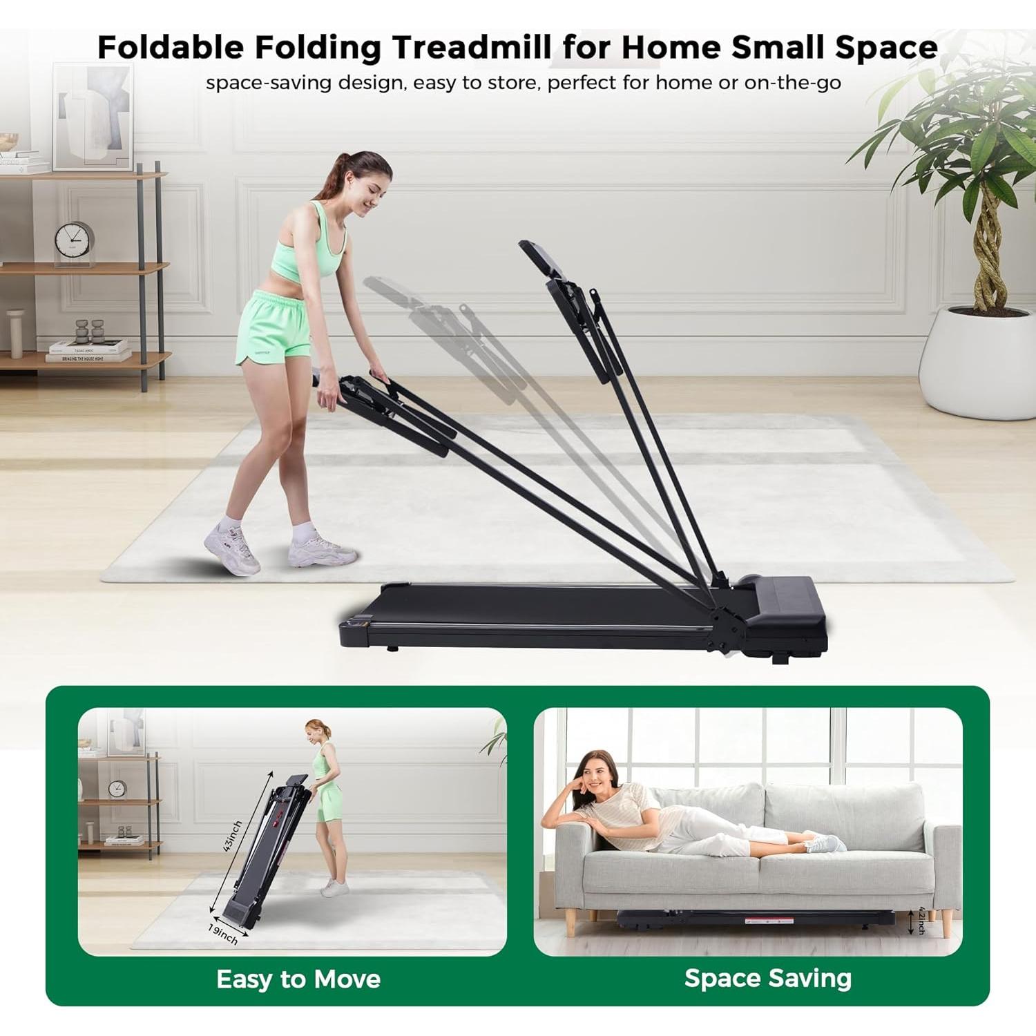 Caminadora Plegable HevGlrm 3.5HP para Espacios Pequeños