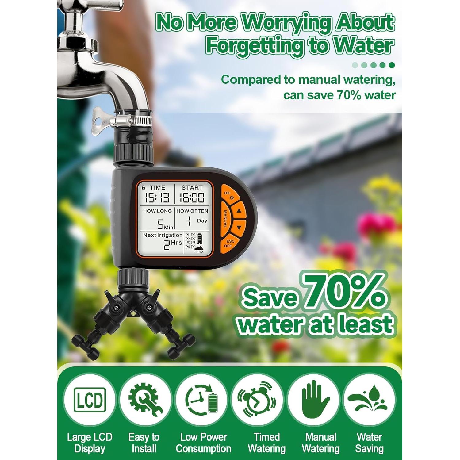 Sistema de Riego por Goteo Kalolary 59.9m con Temporizador