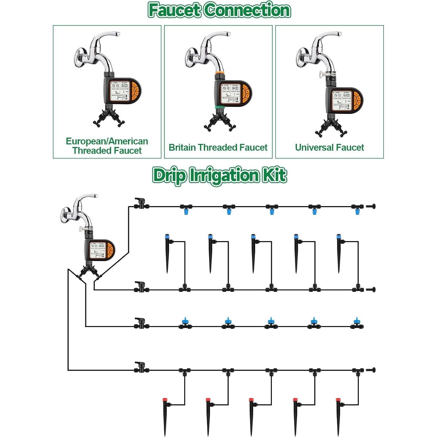 Sistema de Riego por Goteo Kalolary 59.9m con Temporizador