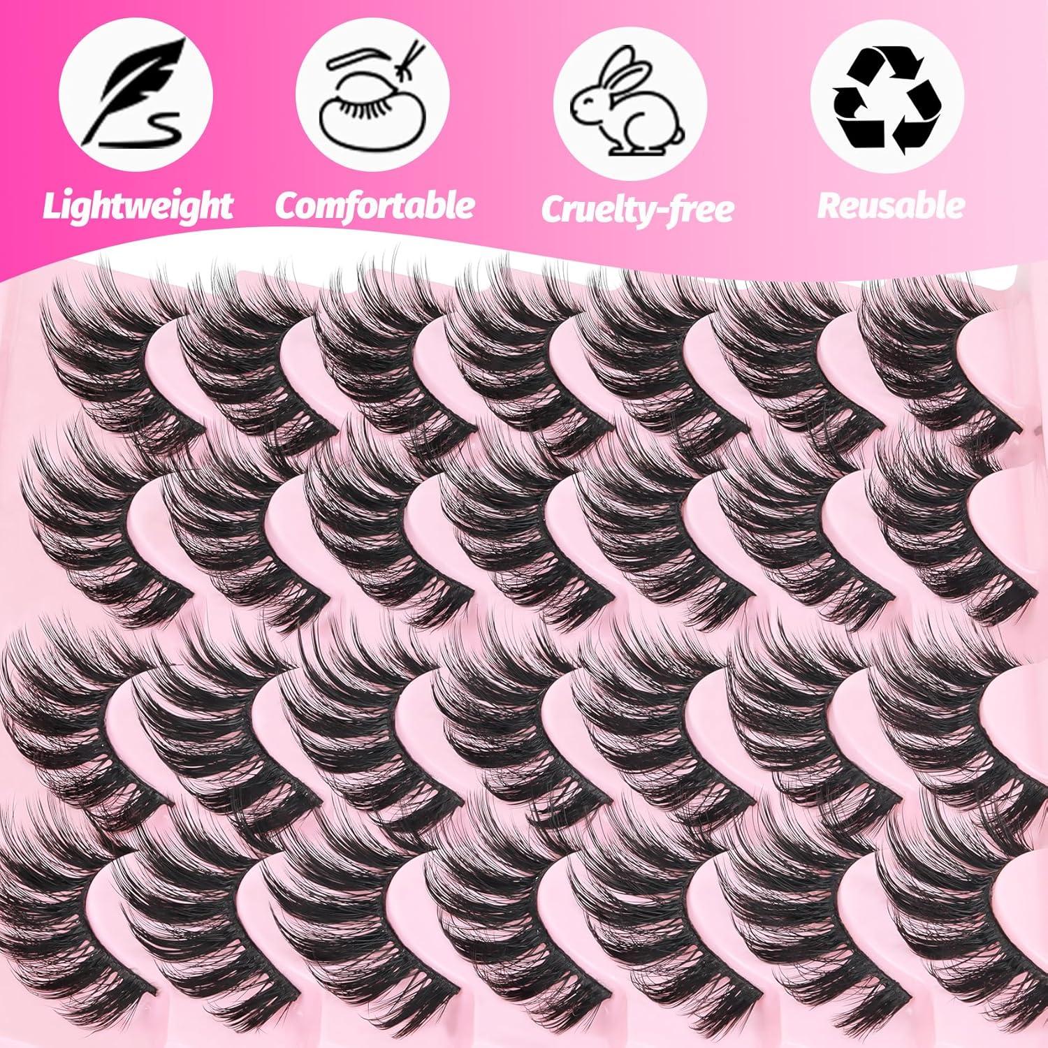 Kit de Pestañas Falsas Veleasha 3D con Pegamento Impermeable