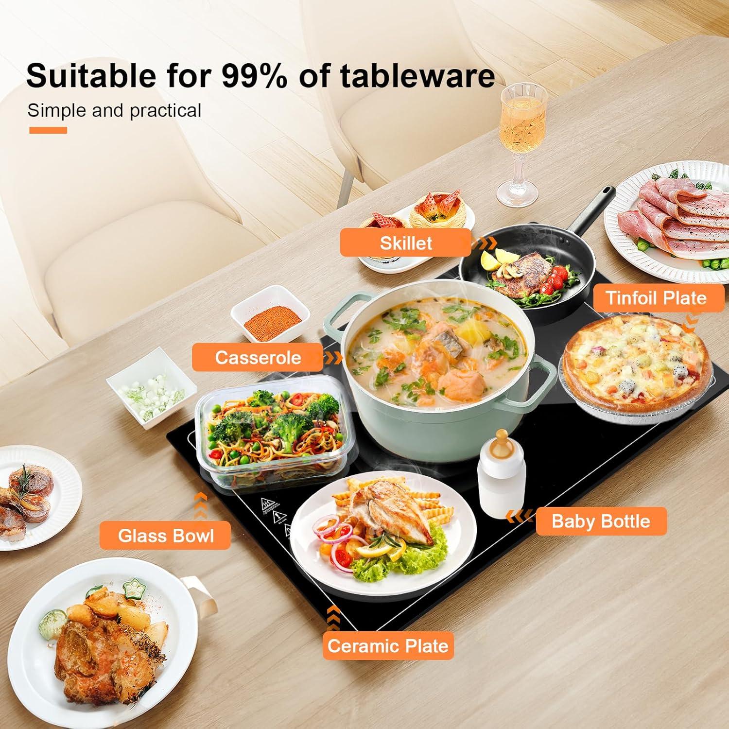 Bandeja Calentadora Eléctrica QEGOON 51x38cm con Termostato