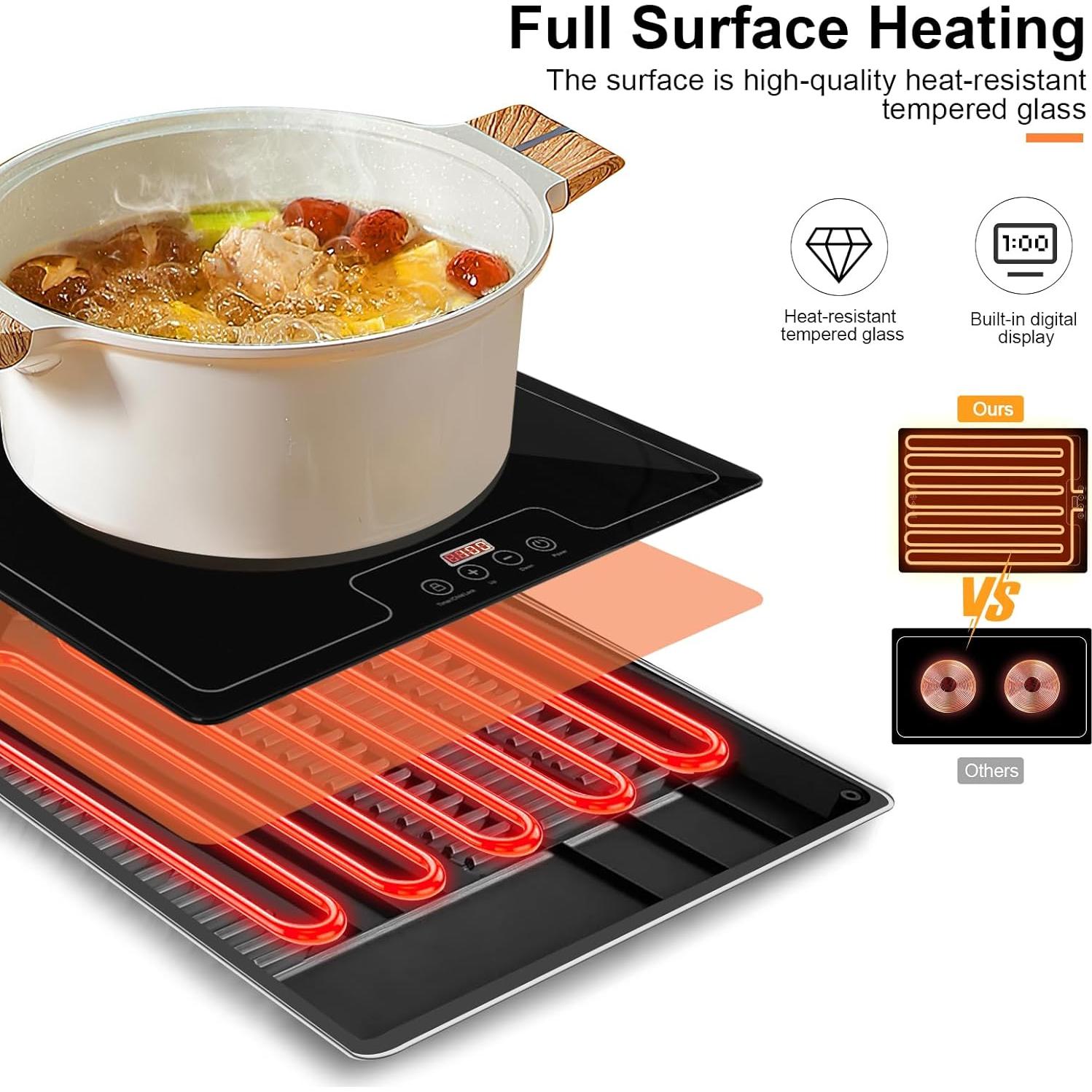 Bandeja Calentadora Eléctrica QEGOON 51x38cm con Termostato