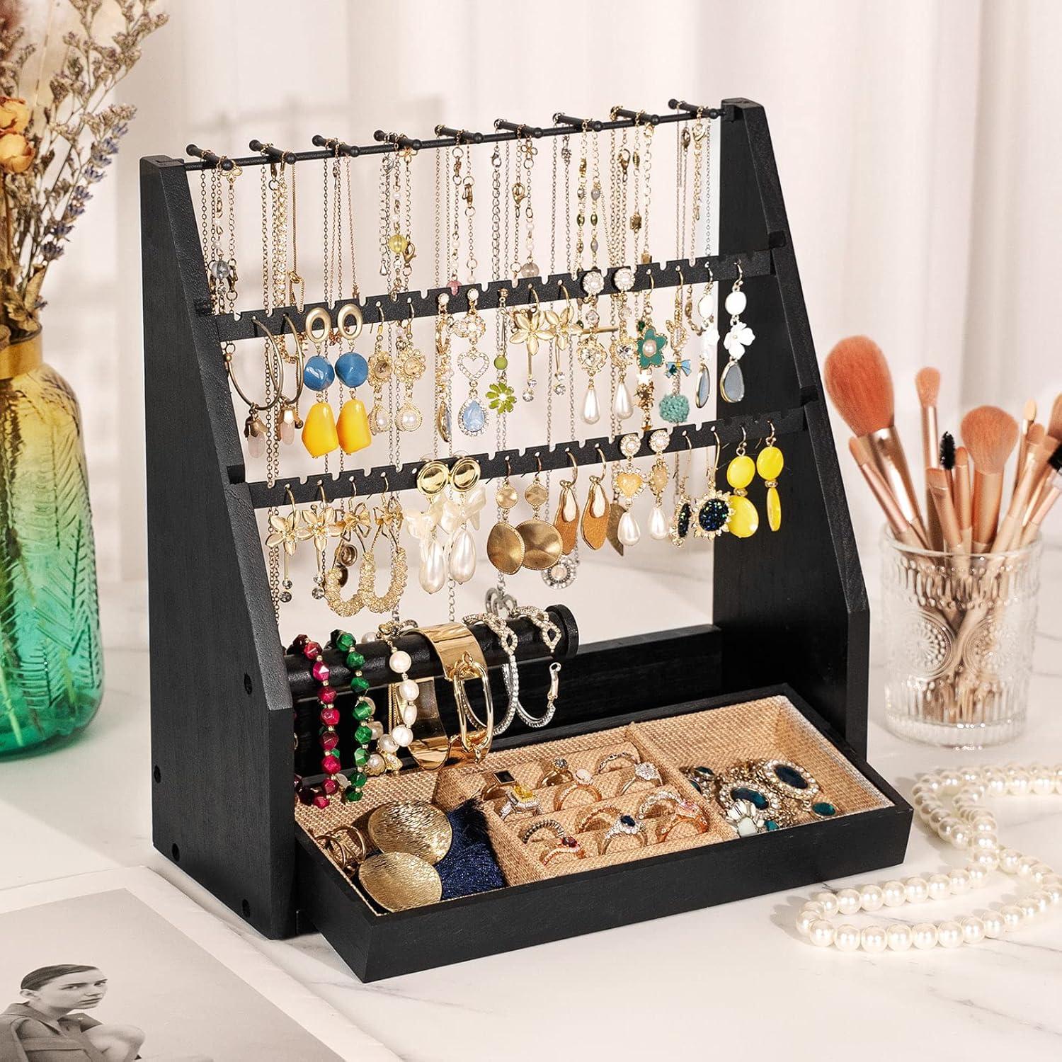 Organizador de Joyería DGWJSU de Madera Rústica 5 Capas