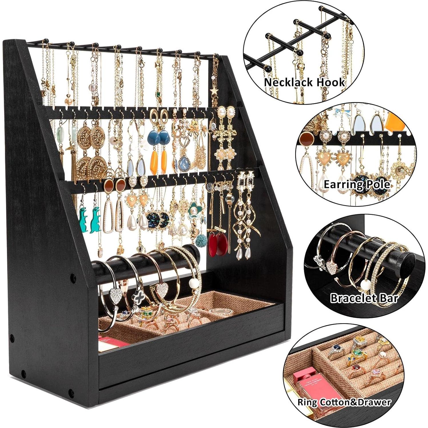 Organizador de Joyería DGWJSU de Madera Rústica 5 Capas