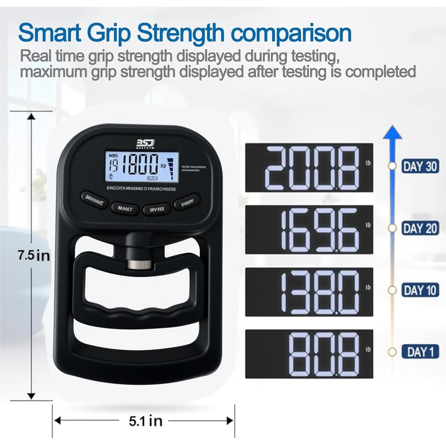 Dinamómetro de Agarre BSJ BESTGYM 180kg con Pantalla LCD