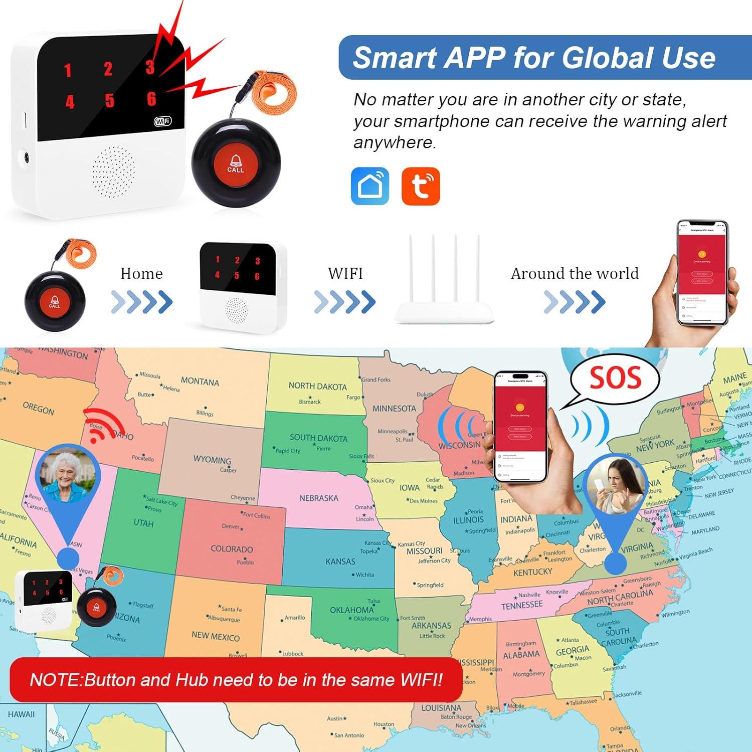 Sistema de Alerta Inalámbrico SanJie con 2 Botones SOS y Receptor