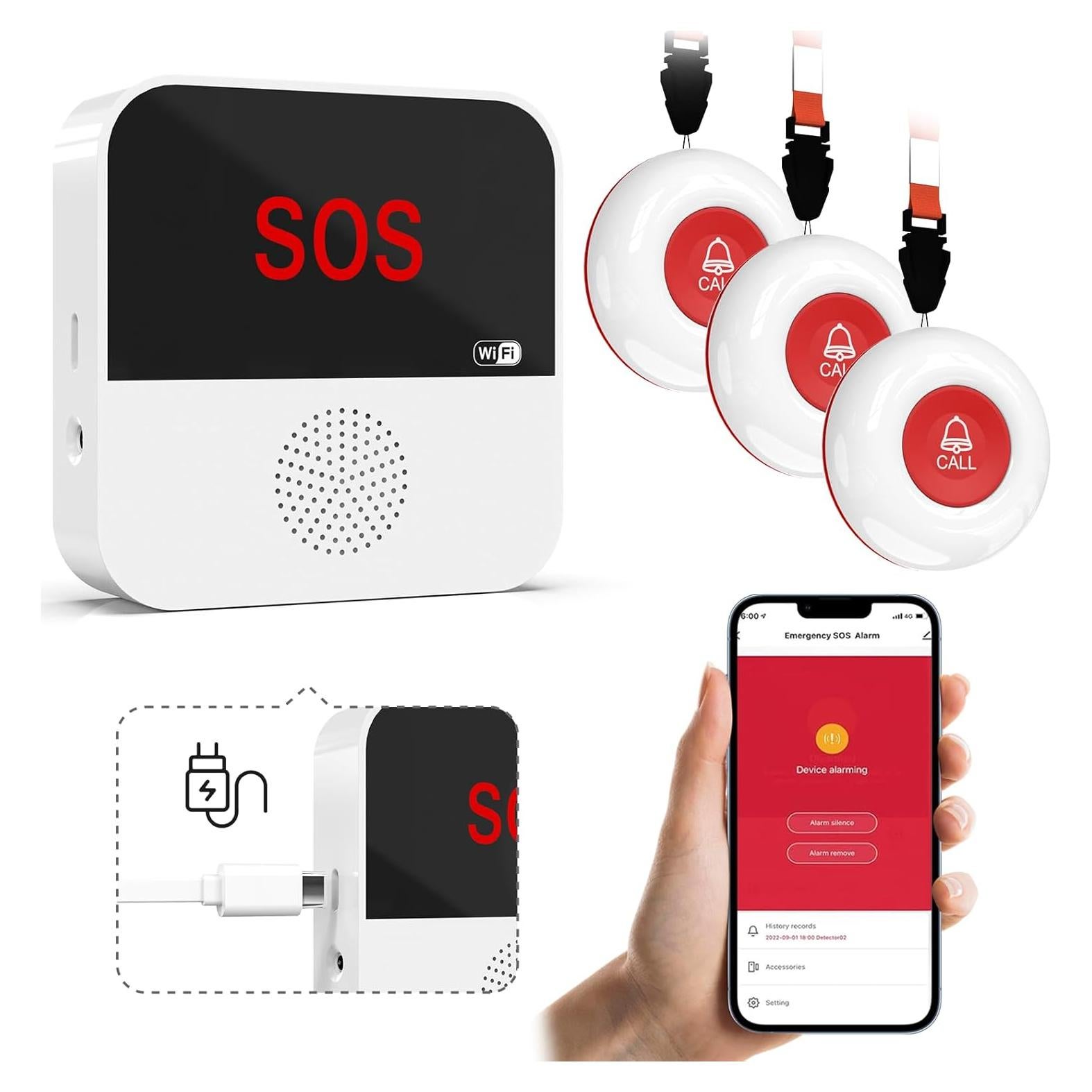 Botón de Llamada Inalámbrico SanJie 3 Botones y 1 Receptor