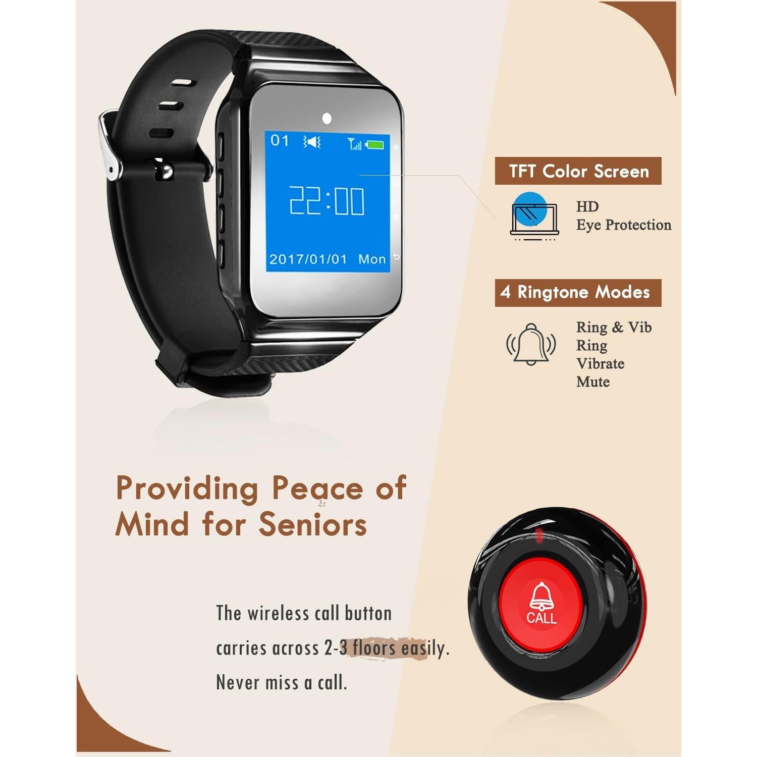 Botón de Llamada Inalámbrico CallToU - 10 Botones + 1 Receptor