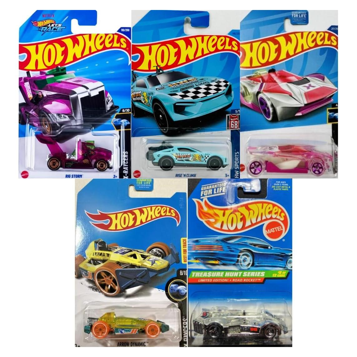 Paquete de 5 Hot Wheels Treasure Hunt Diecast 1:64 Sin Duplicados