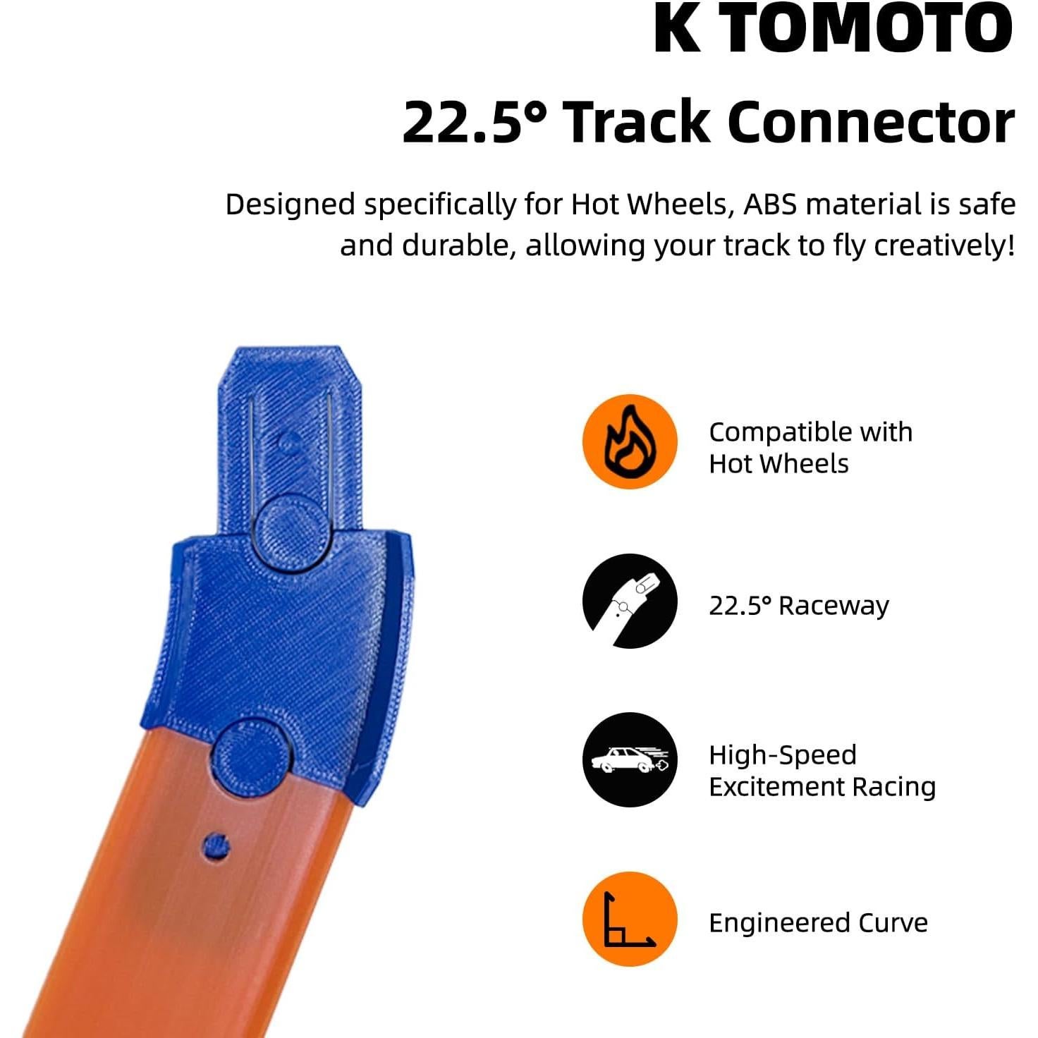 Conector Curvado K TOMOTO 22.5° para Pista Hot Wheels - 4 Piezas