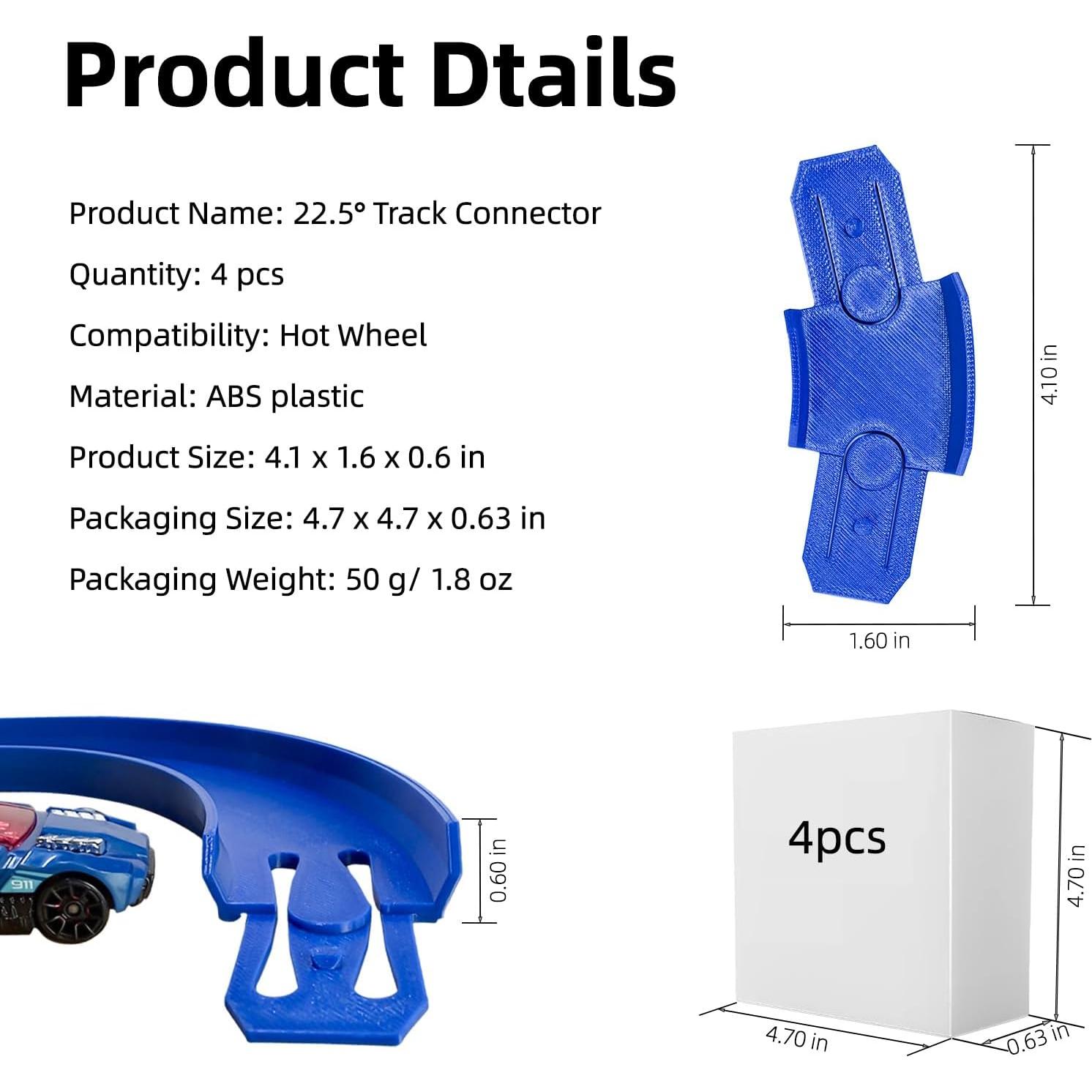 Conector Curvado K TOMOTO 22.5° para Pista Hot Wheels - 4 Piezas