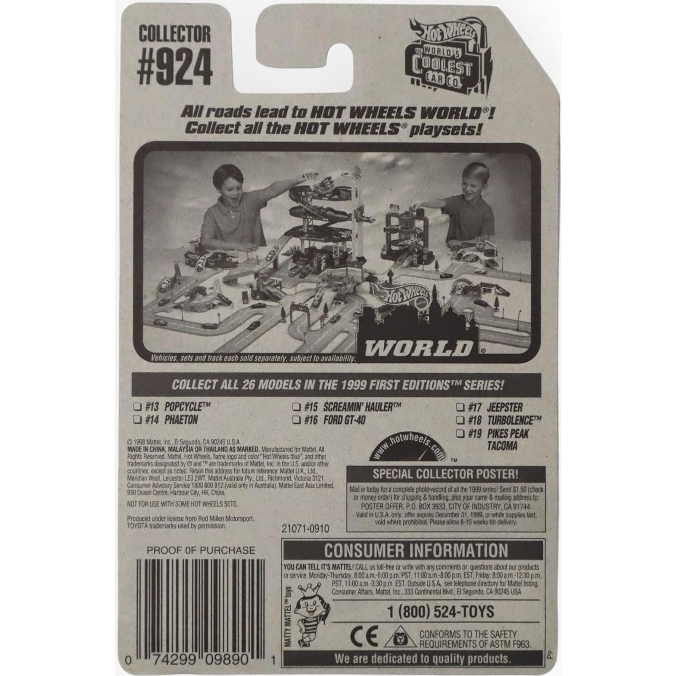 Hot Wheels Tacoma Pikes Peak 1999 1ra Edición Coleccionista