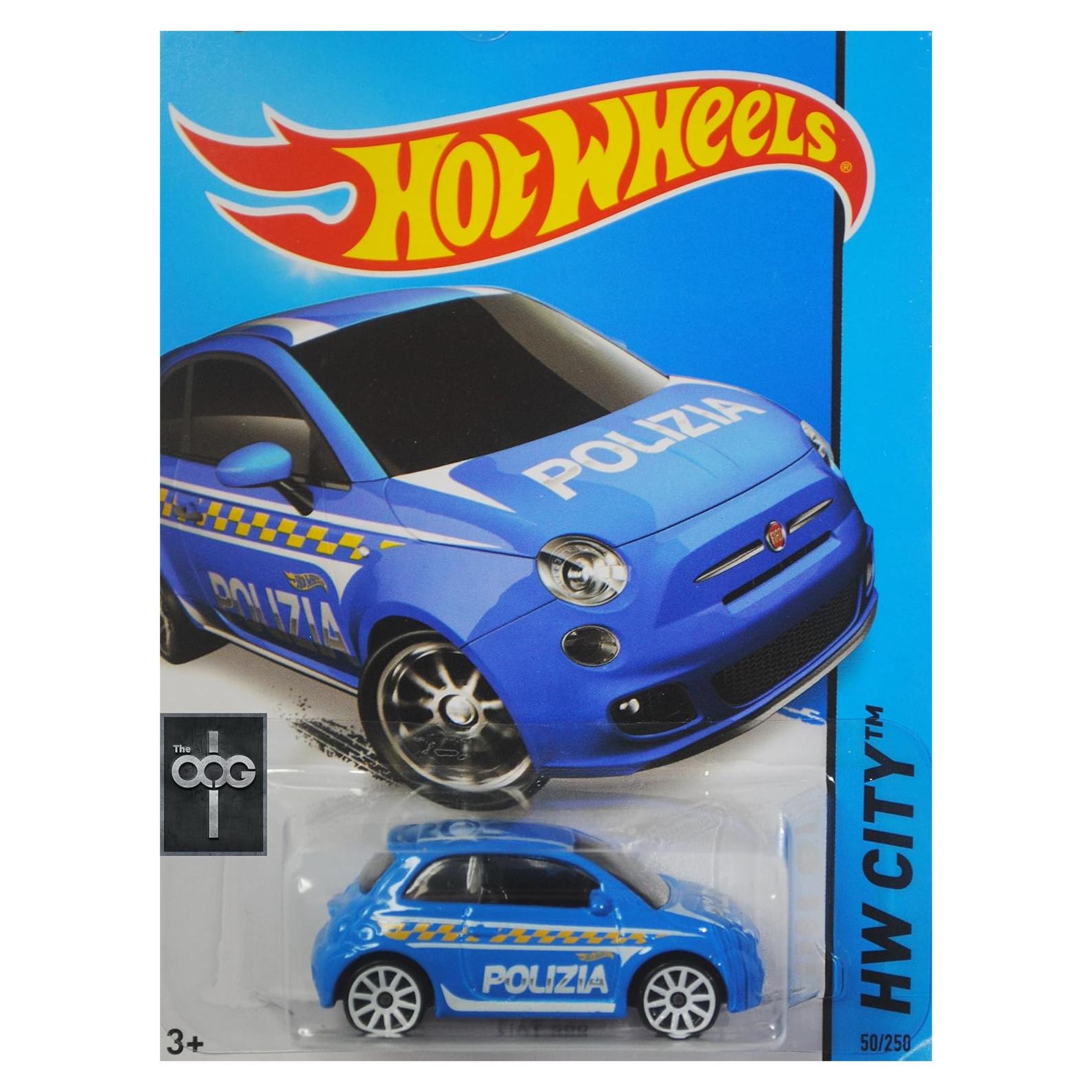 Hot Wheels Fiat 500 2015 HW City 1:64 Azul Polizia