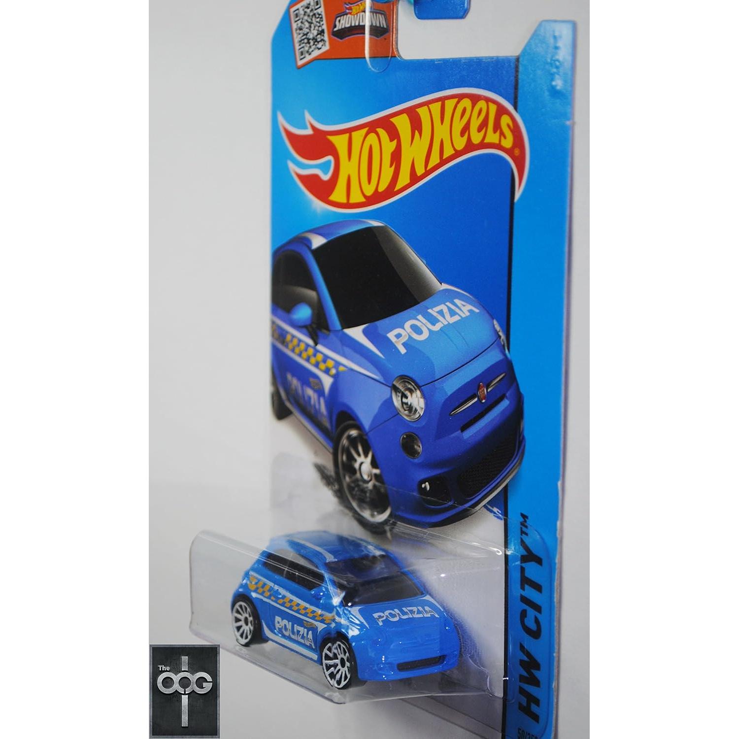 Hot Wheels Fiat 500 2015 HW City 1:64 Azul Polizia