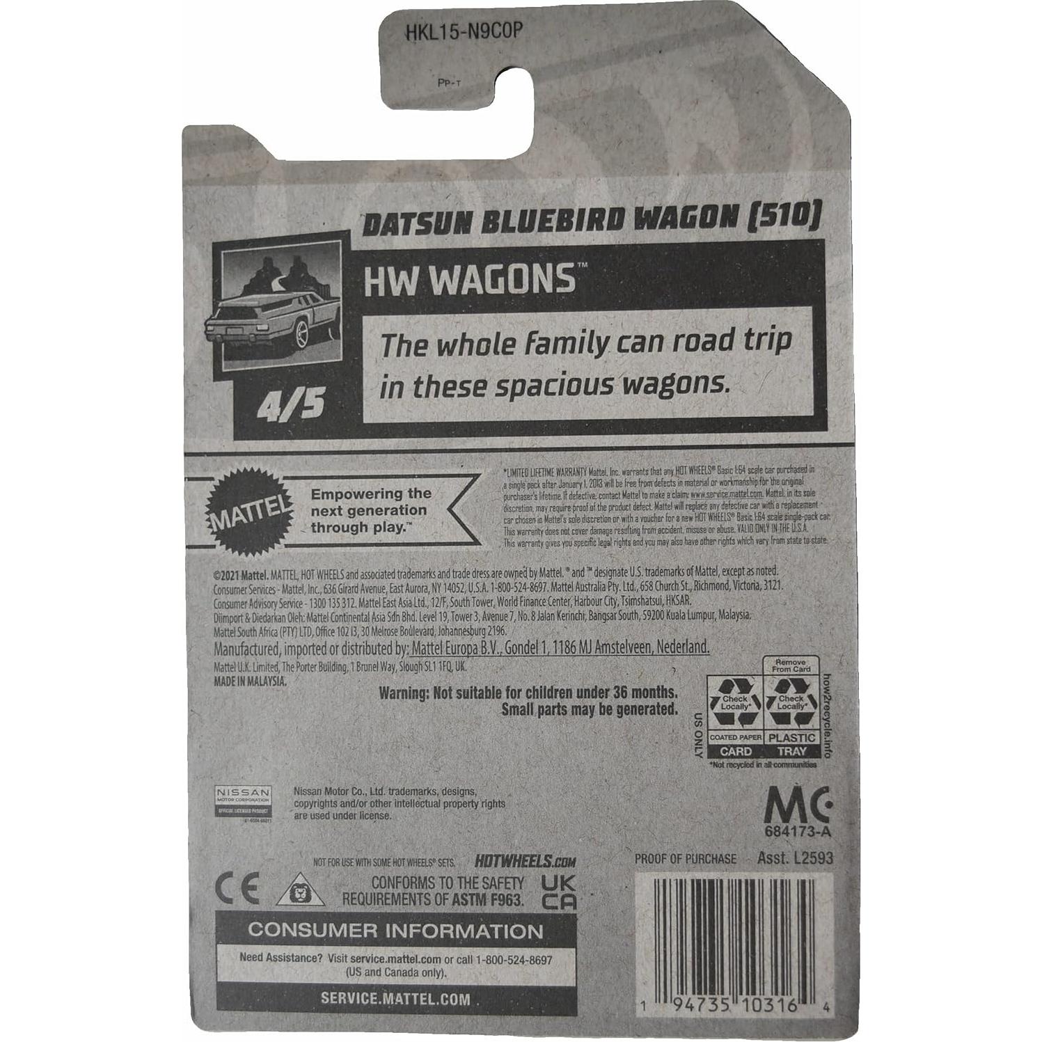 Auto a Escala Hot Wheels Datsun Bluebird Wagon 1:64