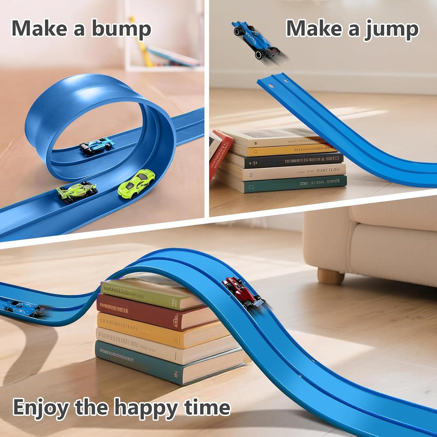 Pista de Carreras Flexible 4.5m Jurchio con 2 Autos 1:64