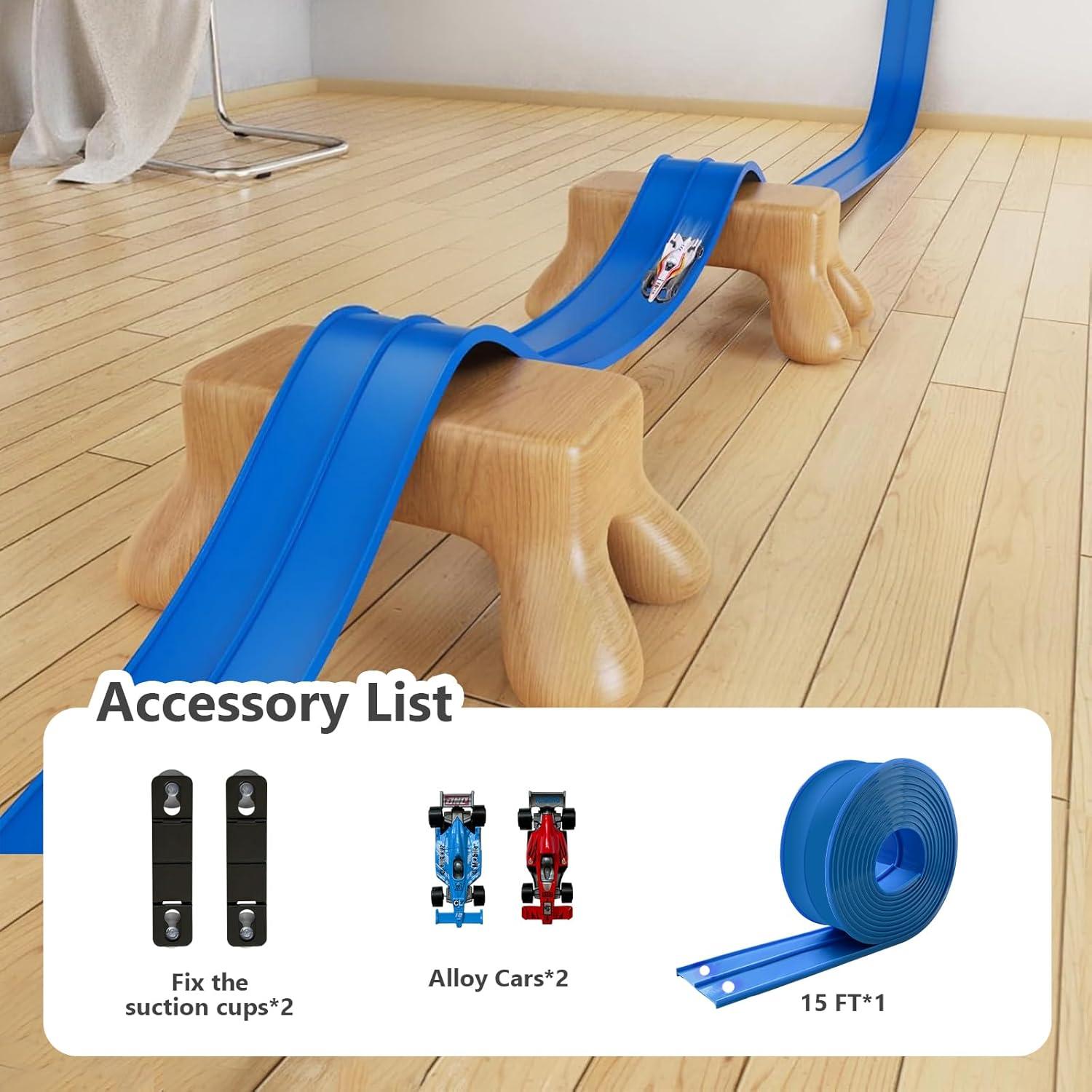 Pista de Carreras Flexible 4.5m Jurchio con 2 Autos 1:64