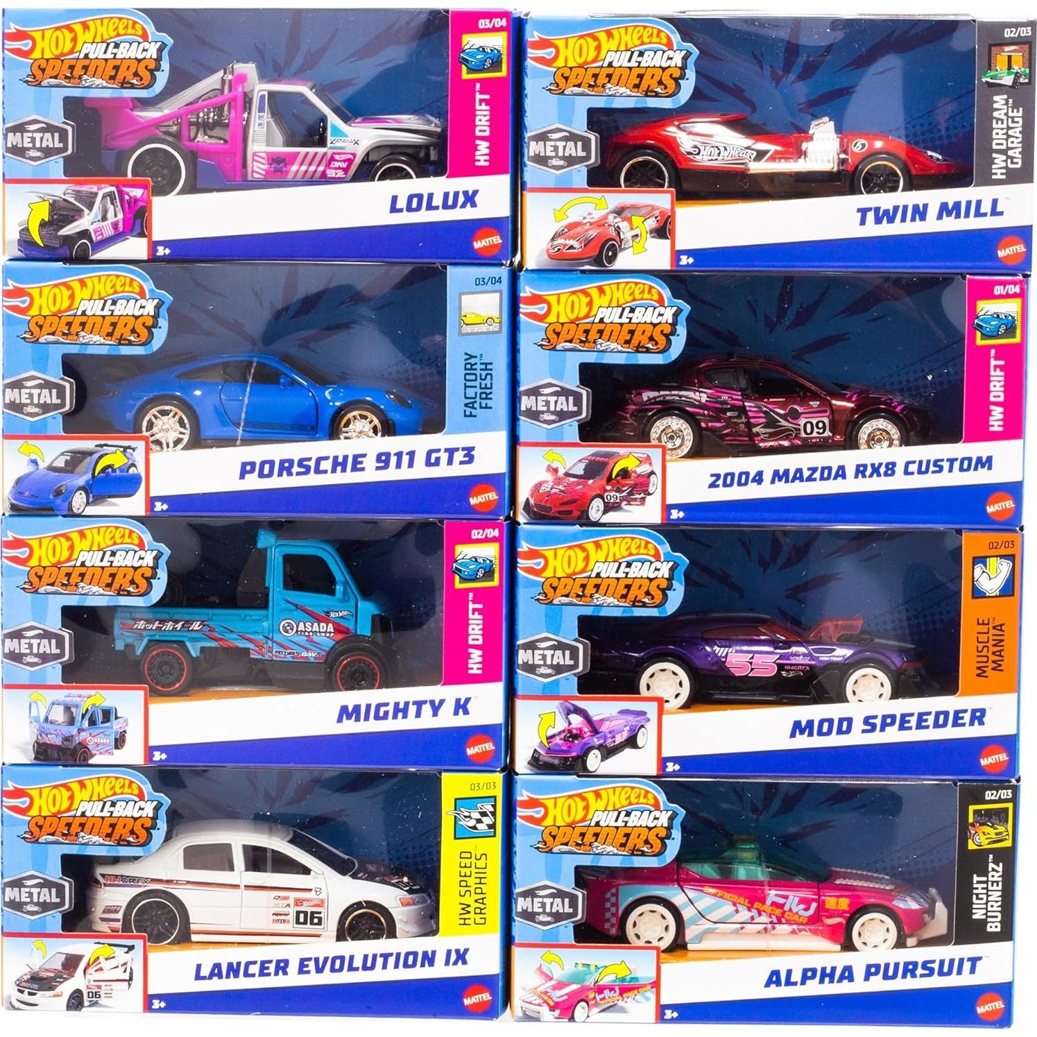 Hot Wheels Vehículo Retrofricción 1:43 con Motor Rolomatic