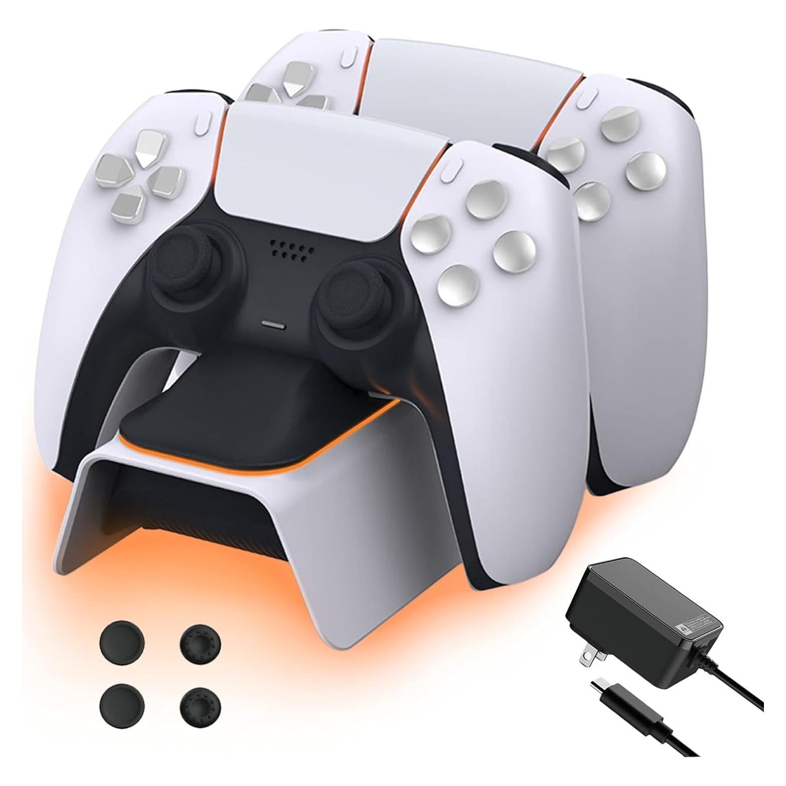 Cargador Dual PS5 NexiGo con Agarre para Pulgar, Blanco