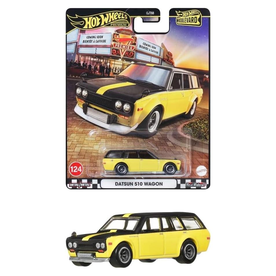 Hot Wheels Datsun 510 Wagon 1:64 2025 - Amarillo y Negro