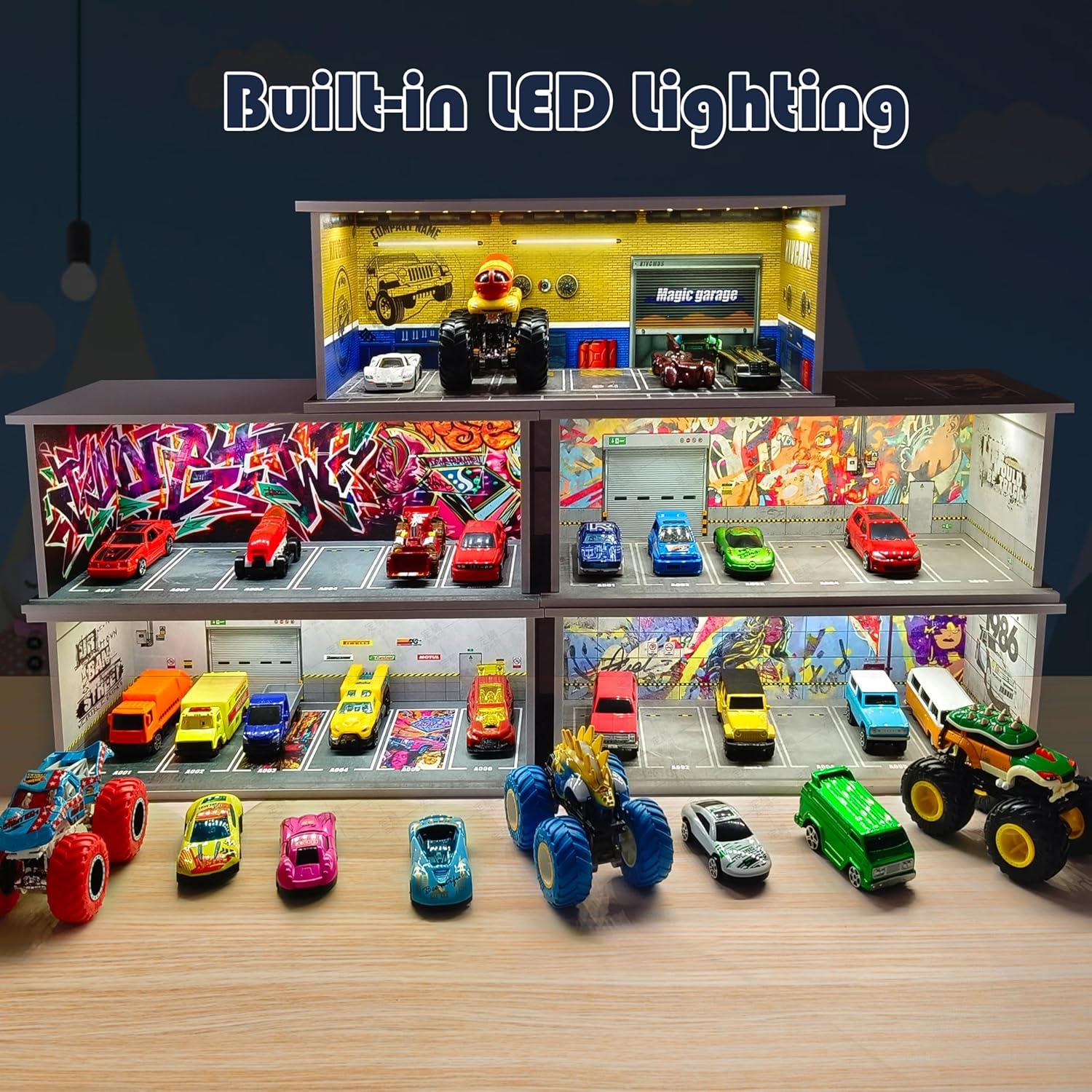 Estante Garaje para Coches 1:64 Waivvy con Luz LED