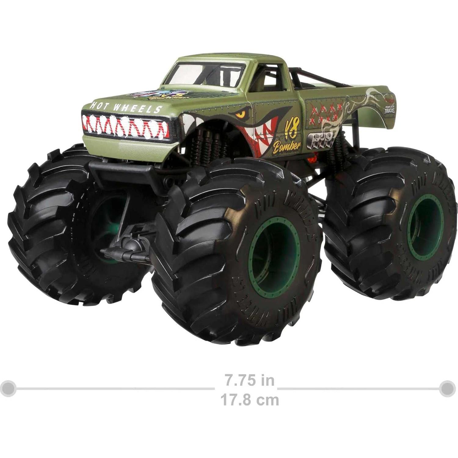 Hot Wheels Monster Truck 1:24 Green Bomber - Camión Gigante para Niños