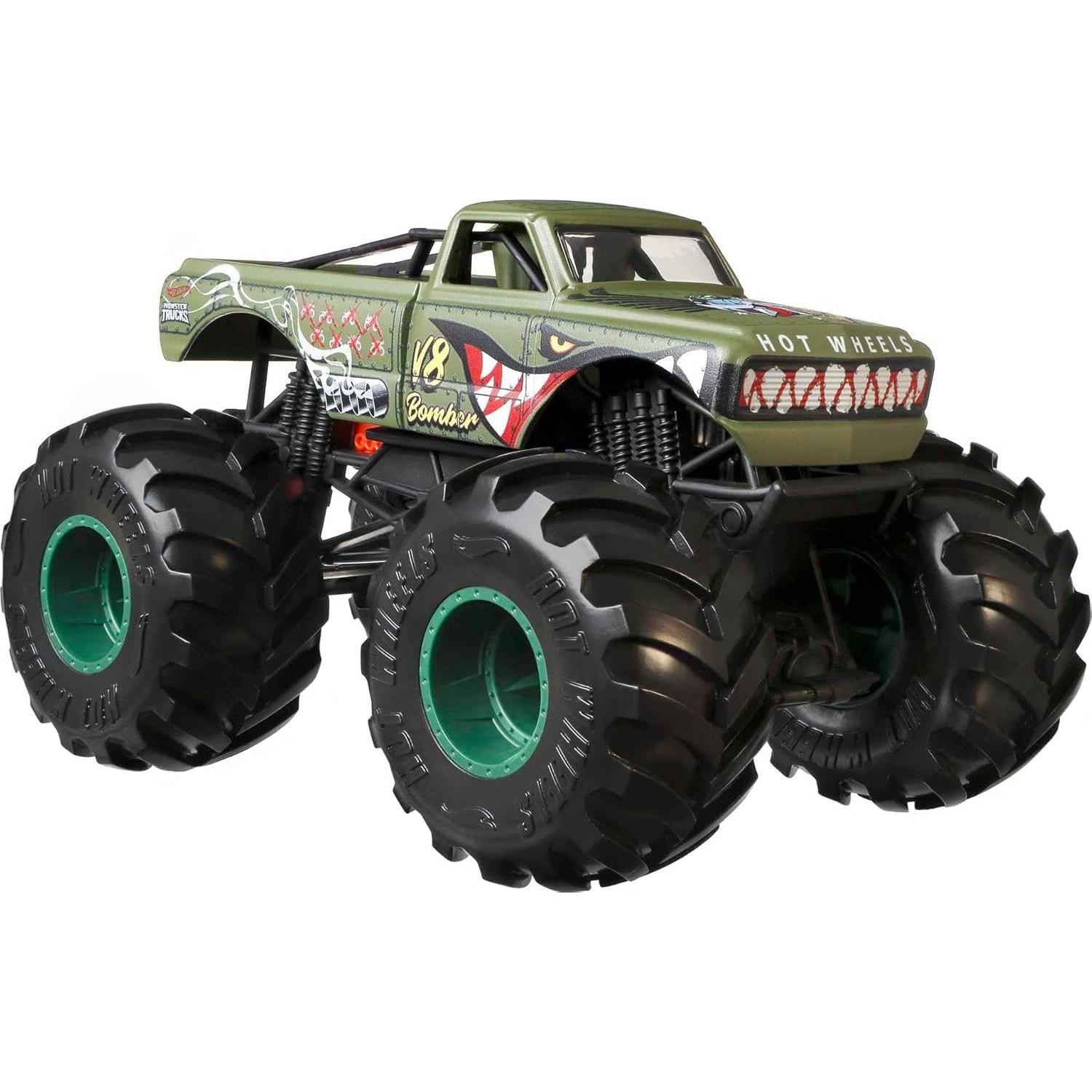 Hot Wheels Monster Truck 1:24 Green Bomber - Camión Gigante para Niños