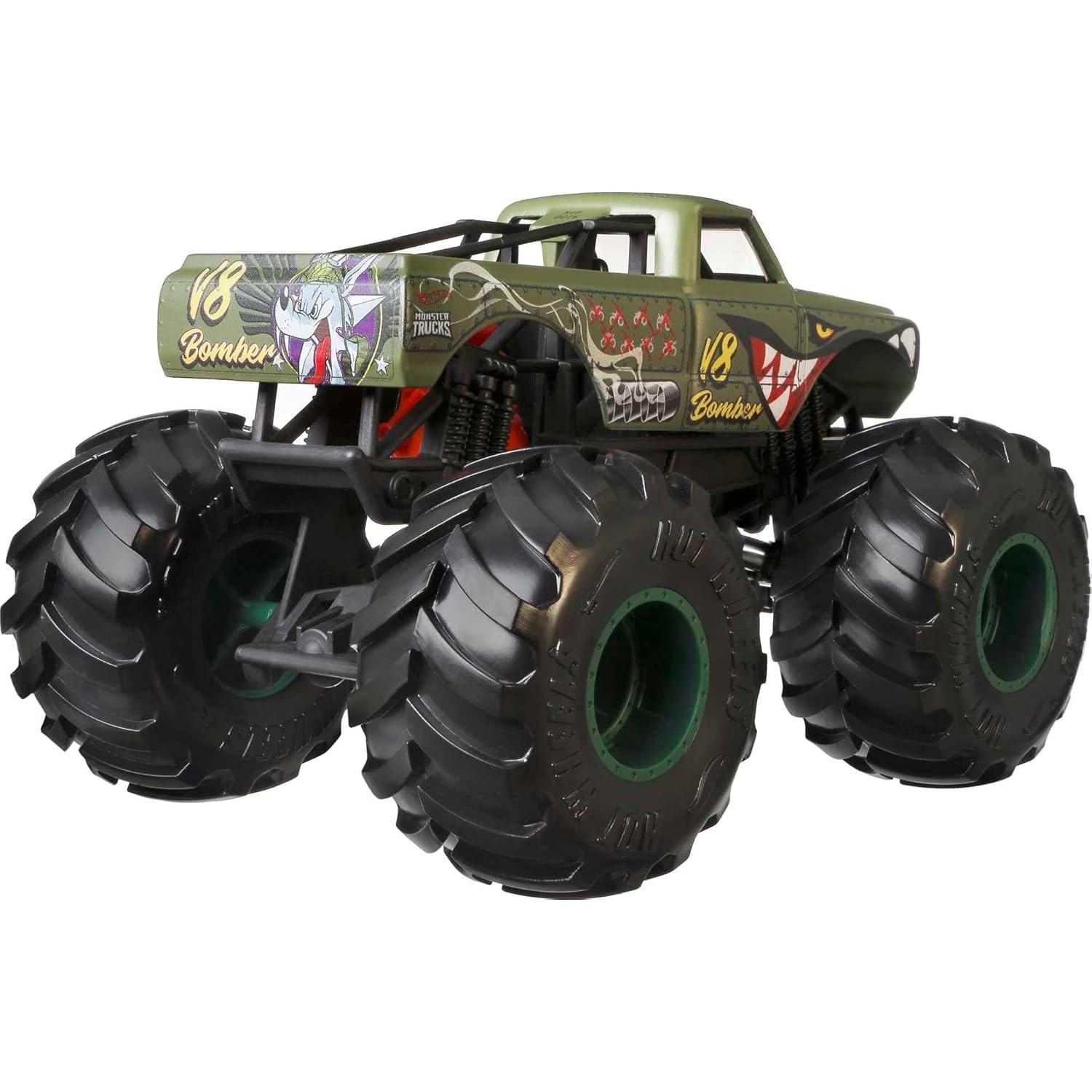Hot Wheels Monster Truck 1:24 Green Bomber - Camión Gigante para Niños