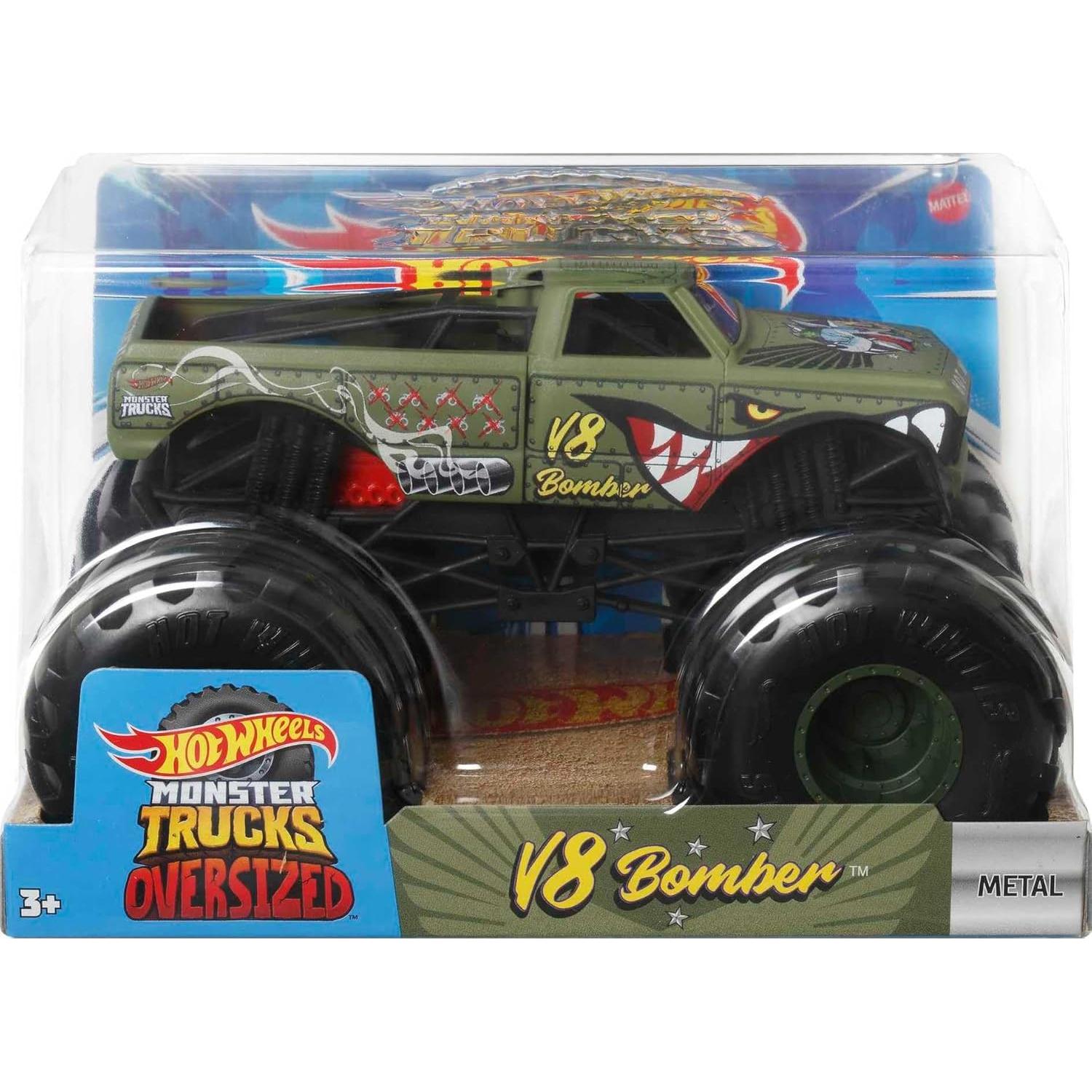 Hot Wheels Monster Truck 1:24 Green Bomber - Camión Gigante para Niños