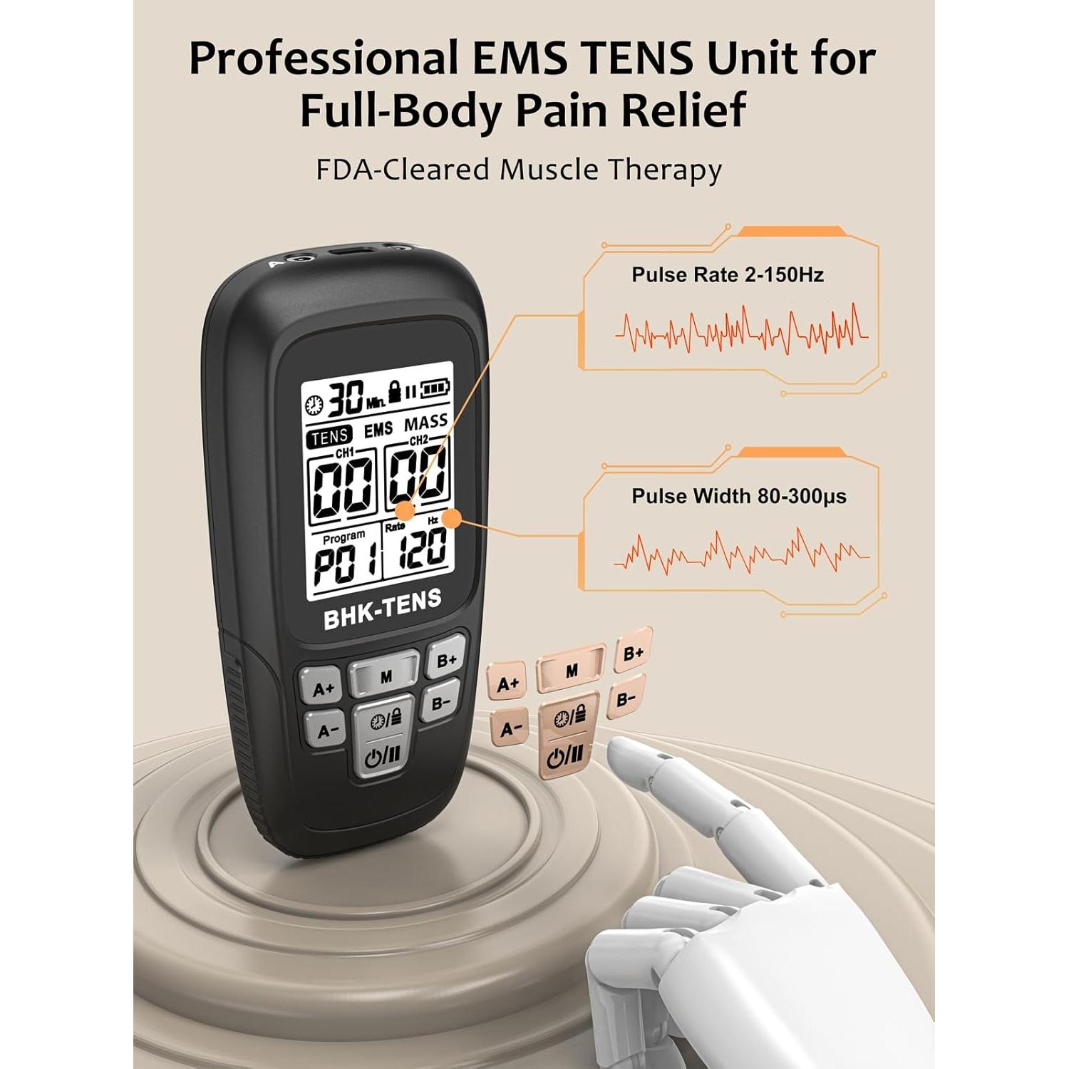 Estimulador Muscular TENS EMS BHK-TENS 24 Modos 40 Niveles