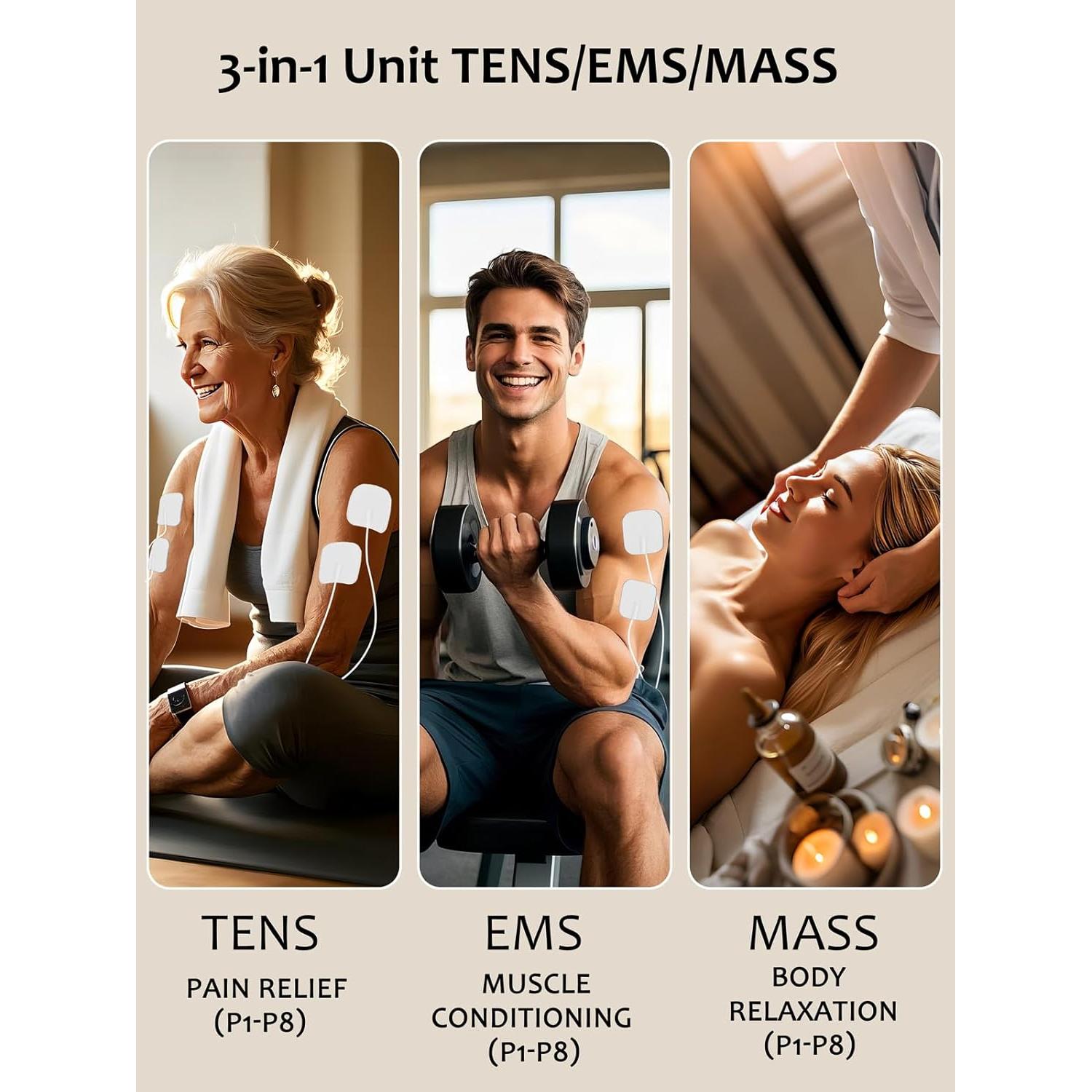 Estimulador Muscular TENS EMS BHK-TENS 24 Modos 40 Niveles