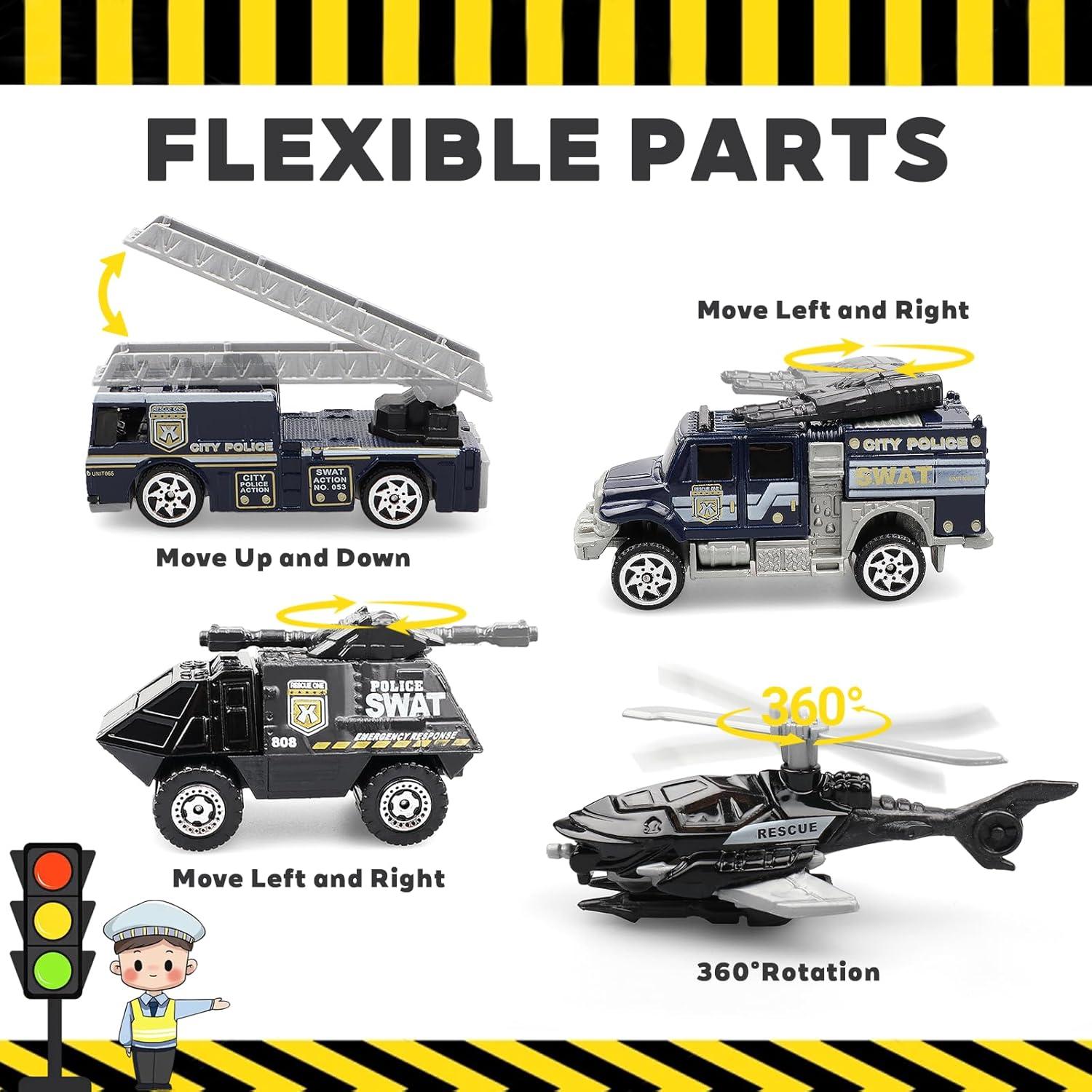 Juego de 6 coches de policía Victob de metal fundido 190g