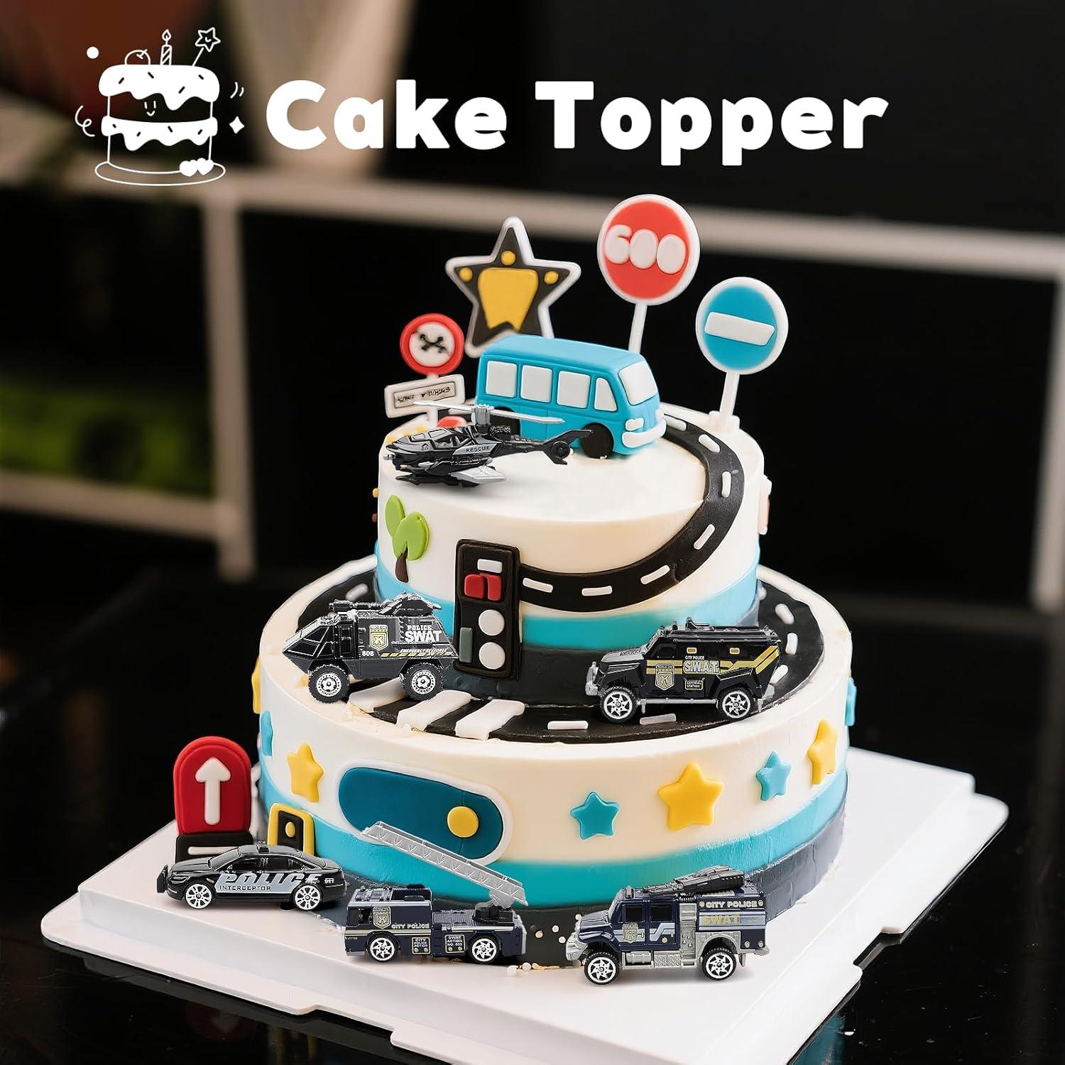 Juego de 6 coches de policía Victob de metal fundido 190g