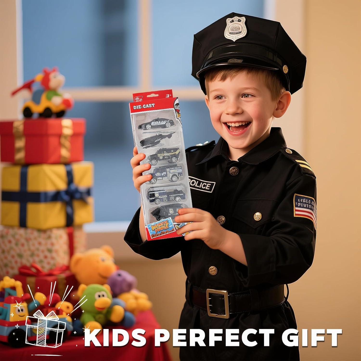 Juego de 6 coches de policía Victob de metal fundido 190g