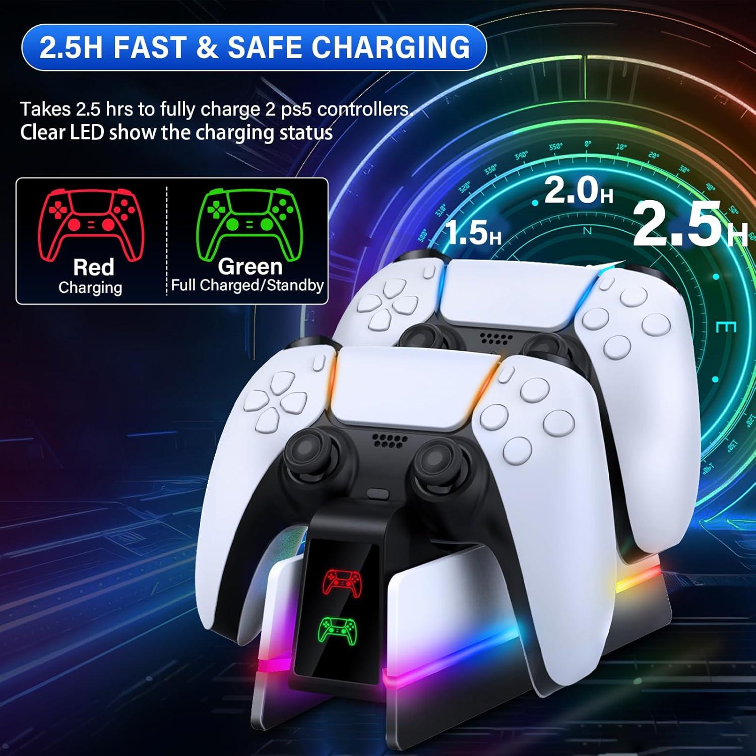 Estación de Carga RJAD para Controladores PS5 - Carga Rápida
