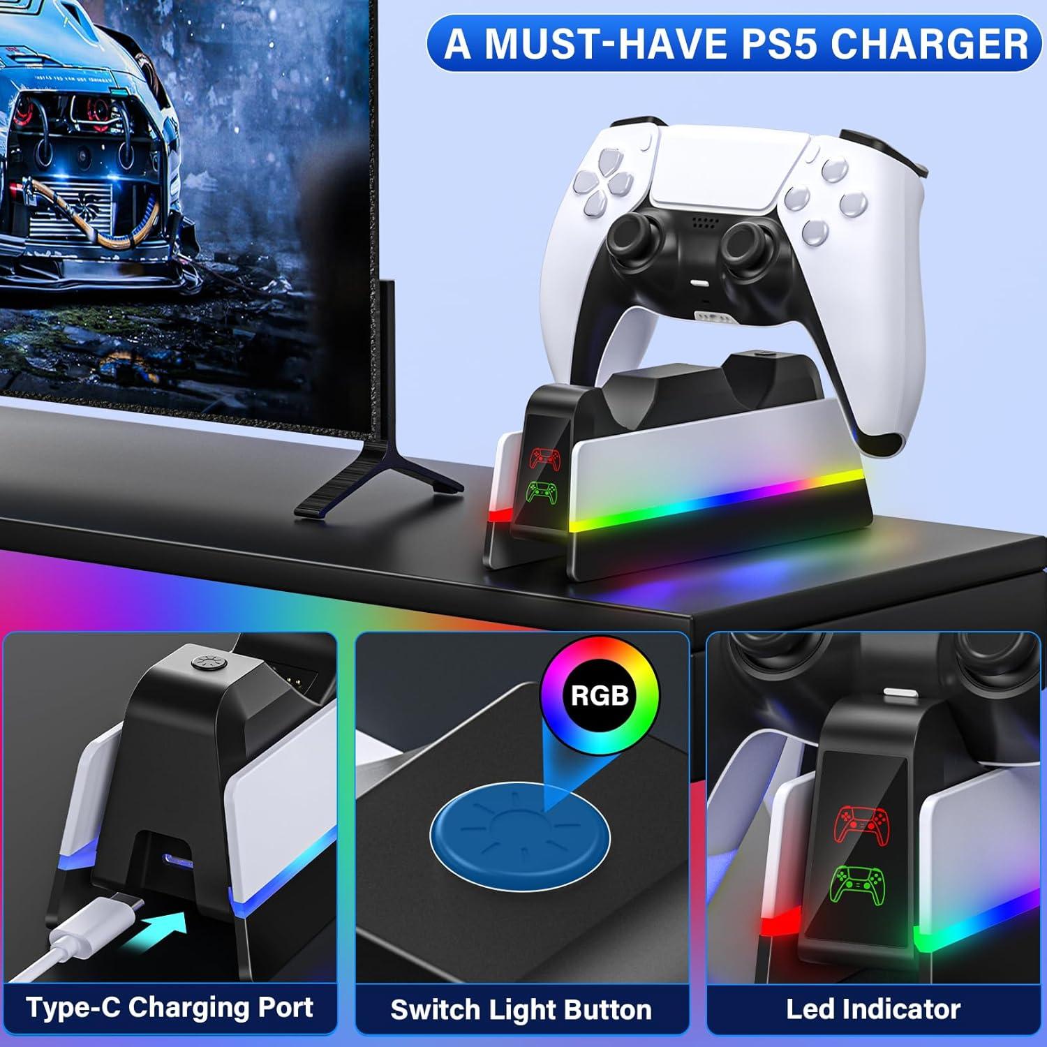 Estación de Carga RJAD para Controladores PS5 - Carga Rápida