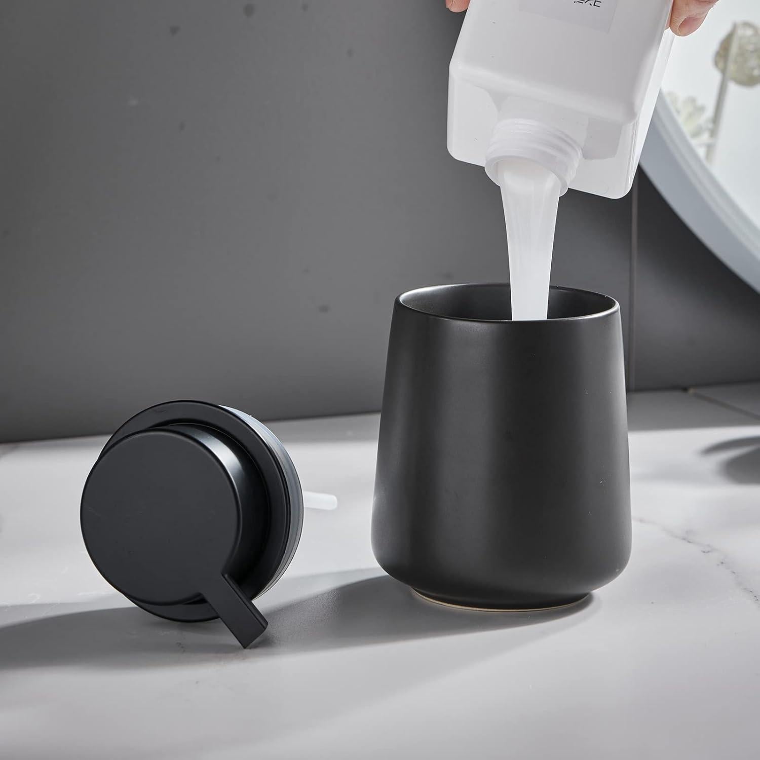 Dispensador de Jabón Espumoso Eyrozia Negro 360ml Cerámica