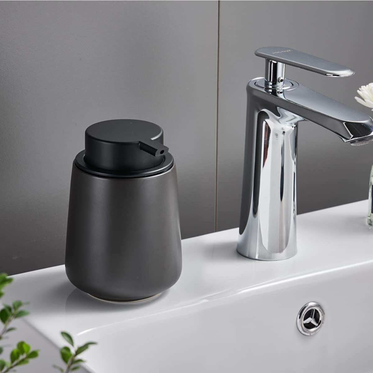 Dispensador de Jabón Espumoso Eyrozia Negro 360ml Cerámica