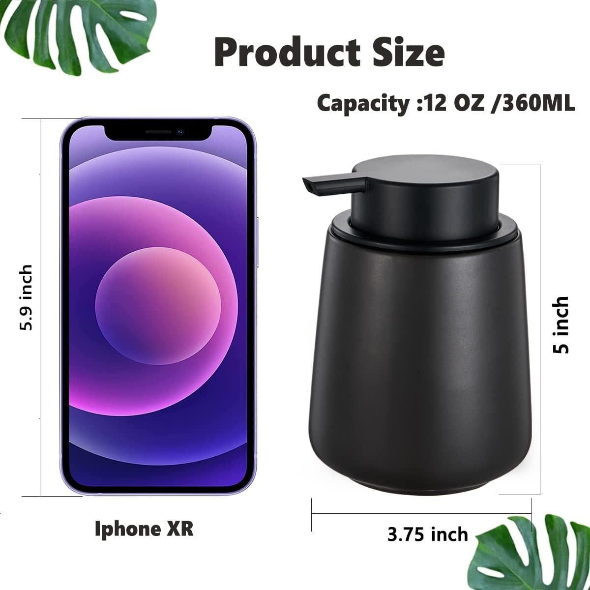 Dispensador de Jabón Espumoso Eyrozia Negro 360ml Cerámica