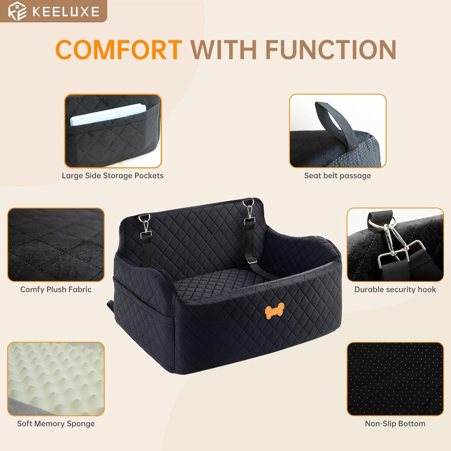 Asiento de Coche para Perro Grande KEELUXE 71.1x48.3cm Negro