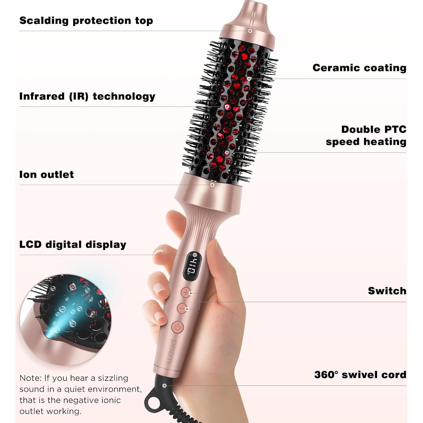 Cepillo Curling Térmico Infrarrojo Prizm 40mm, 4 Temperaturas