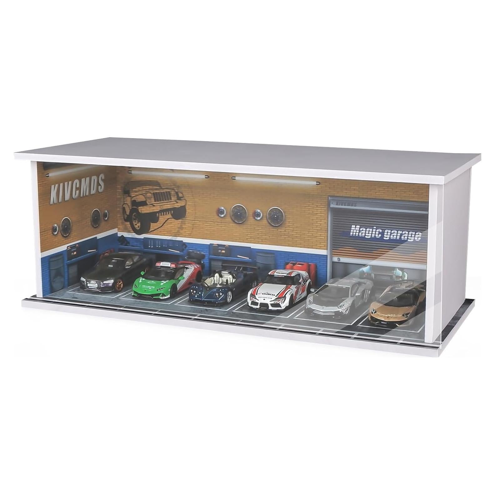 Estuche de exhibición Kivcmds para coches 1:64 con luces