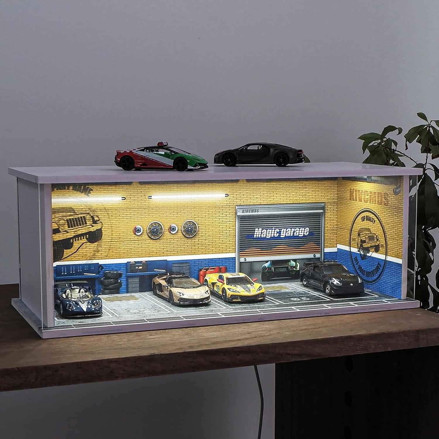 Estuche de exhibición Kivcmds para coches 1:64 con luces