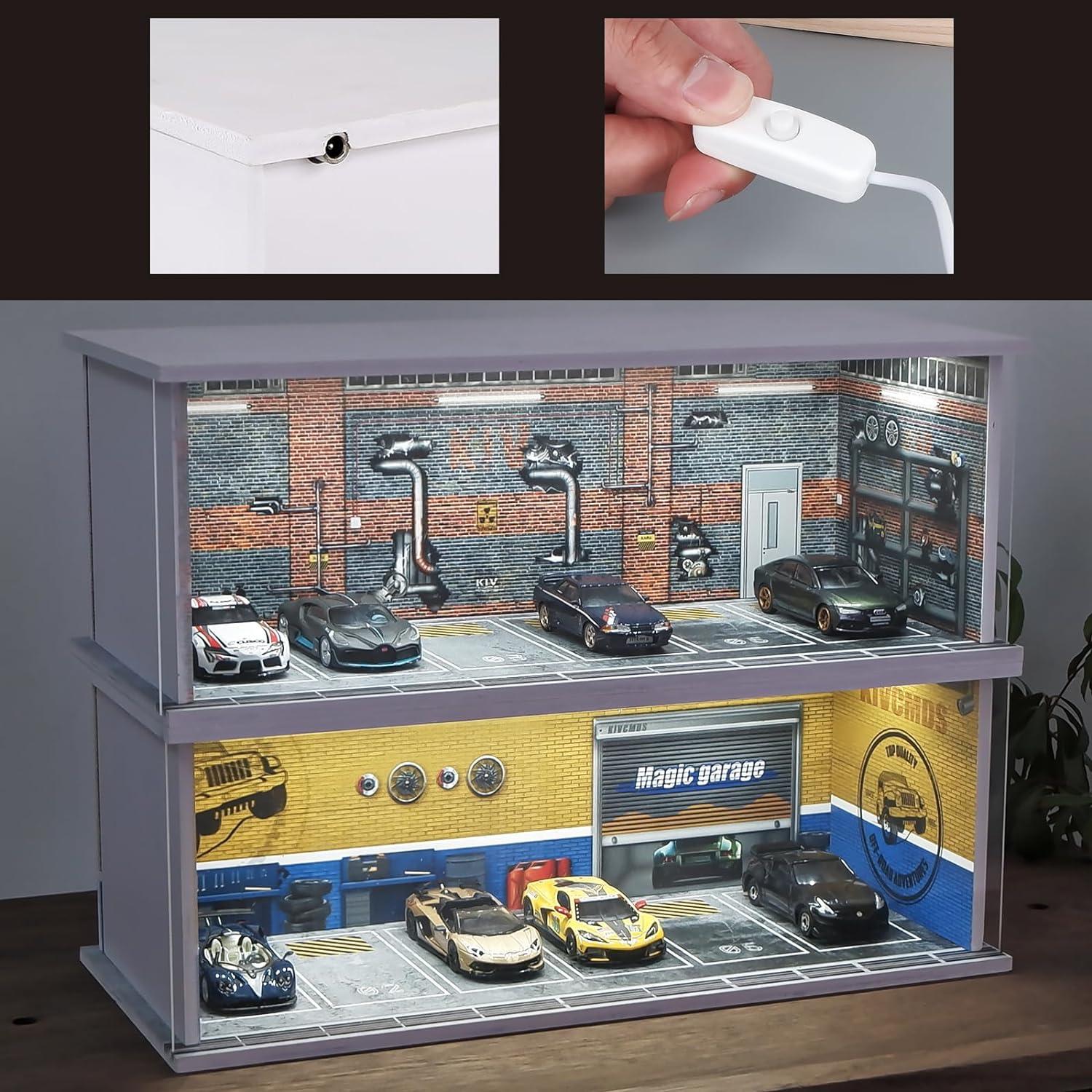 Estuche de exhibición Kivcmds para coches 1:64 con luces